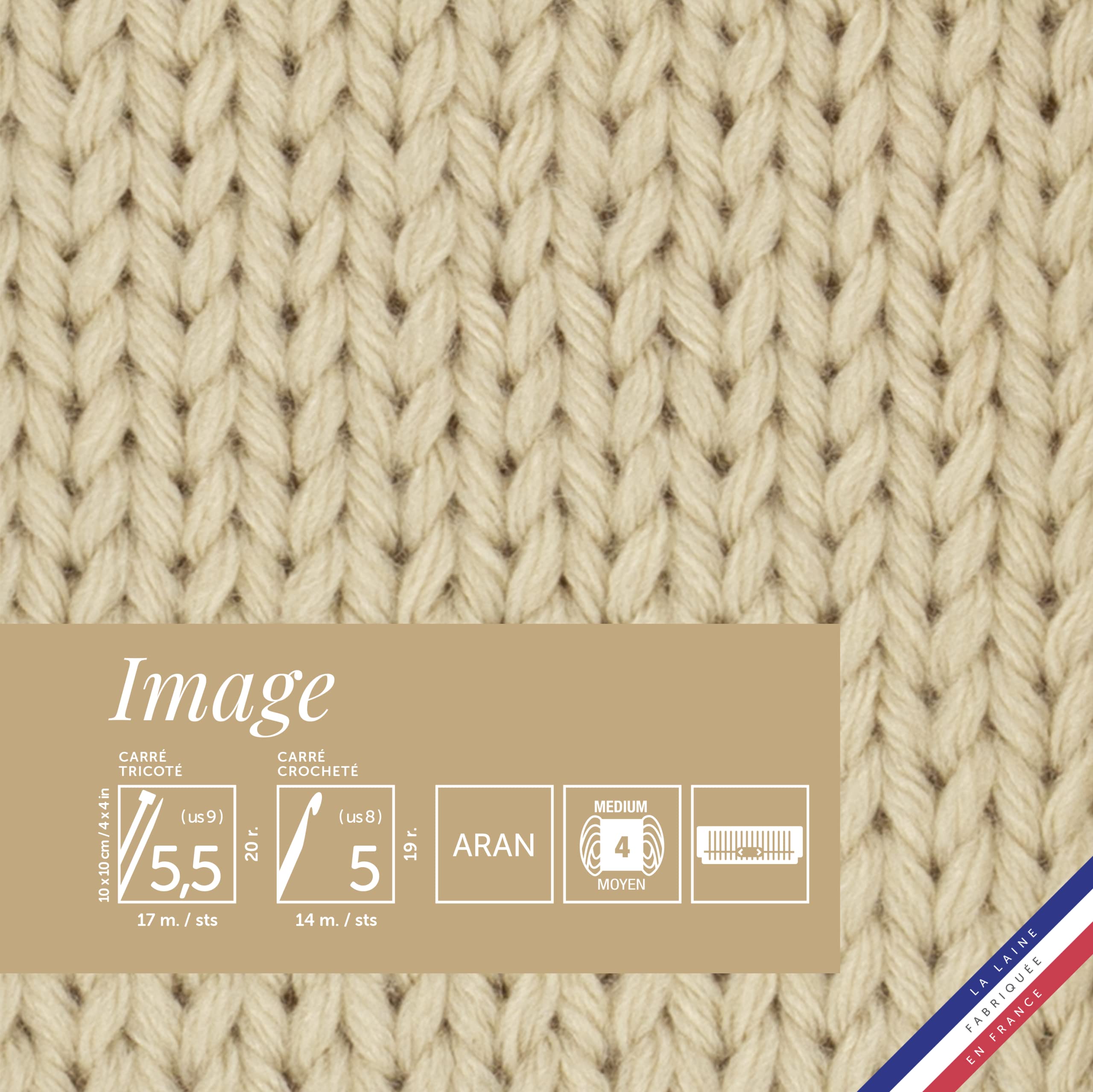 Bergère de France - IMAGE, Wolle set zum stricken und häkeln (10 x 50 g) 50% Merinowolle - 5,5 mm - dickes und weiches Garn, ideal zum Verdrehen - Beige (SABLE)
