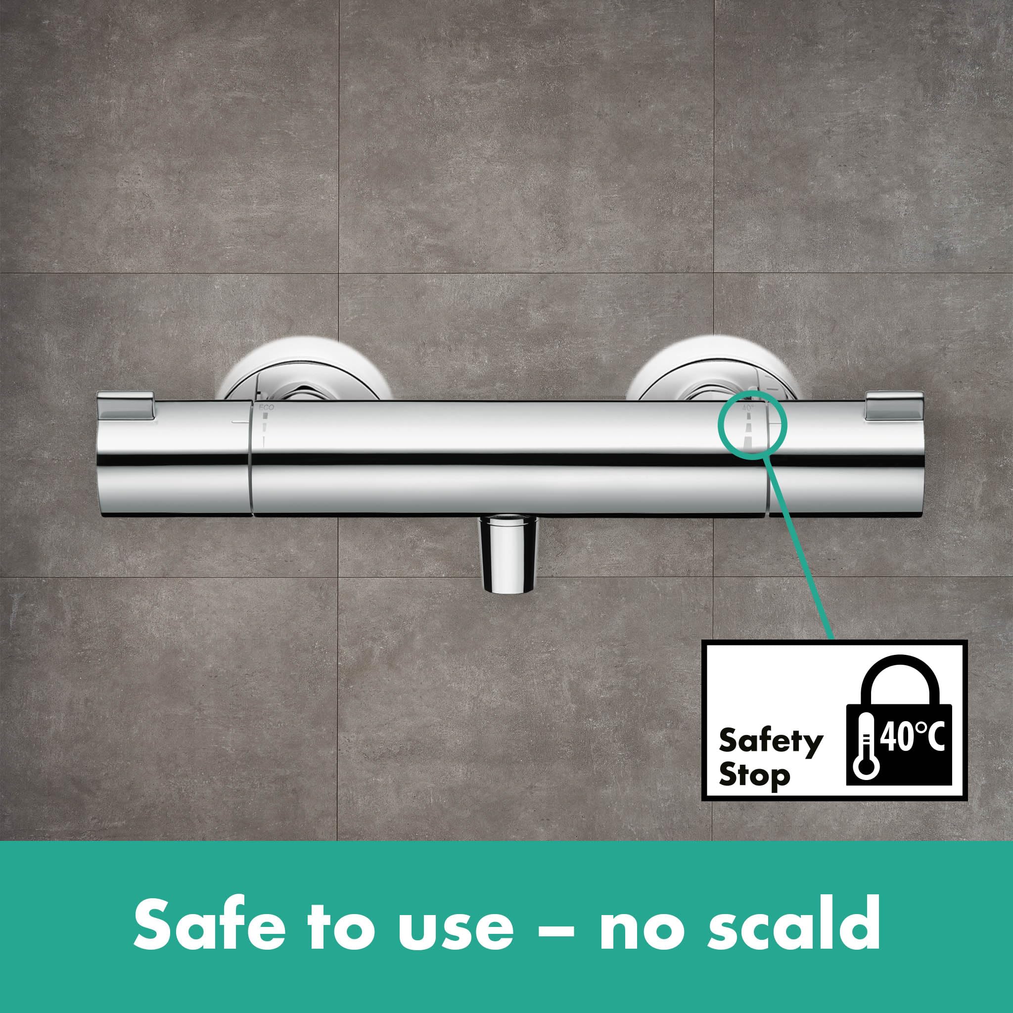 hansgrohe Ecostat 1001 CL - termostato para ducha visto , grifo ducha con botón de seguridad (SafetyStop) a 40 °C, termostato , mezclador para 1 función, cromo, 13211000