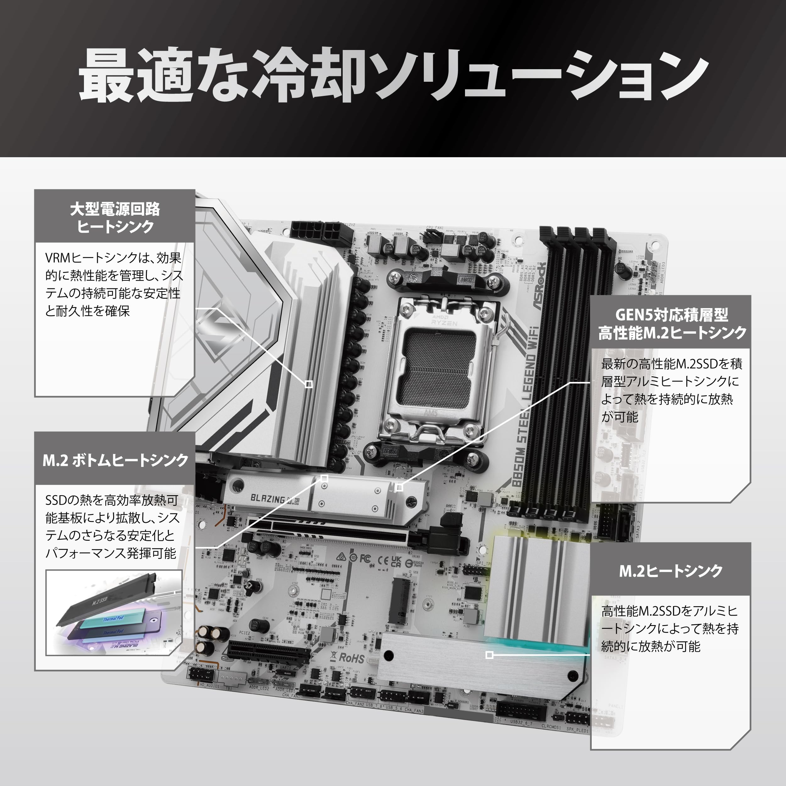 Amazon.co.jp: ASRock マザーボード B850M Steel Legend WiFi AMD