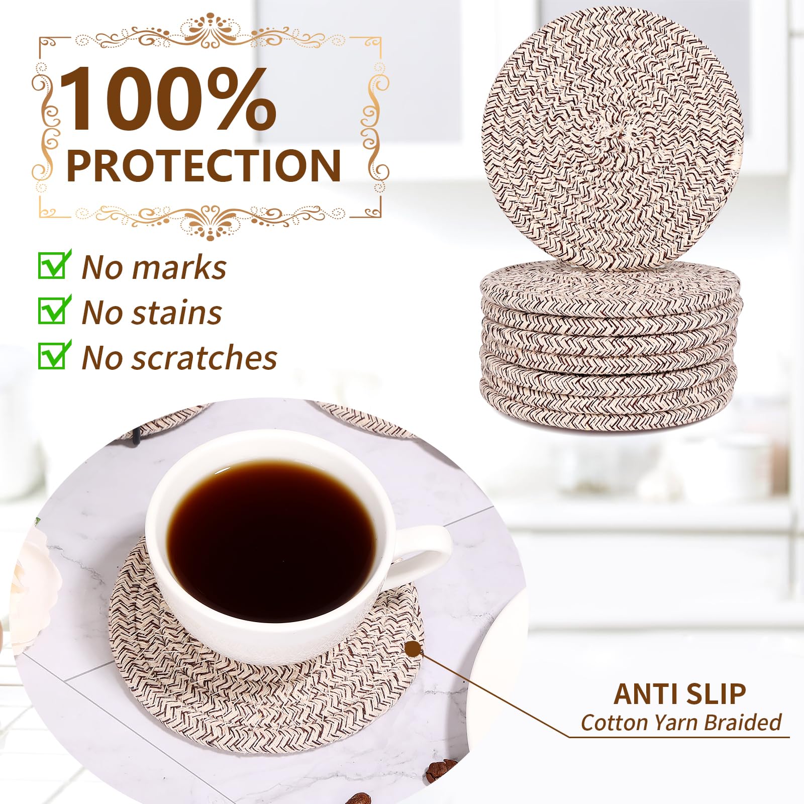 Mckanti Drink Coasters with Holder - Absorbent & Stylish -5