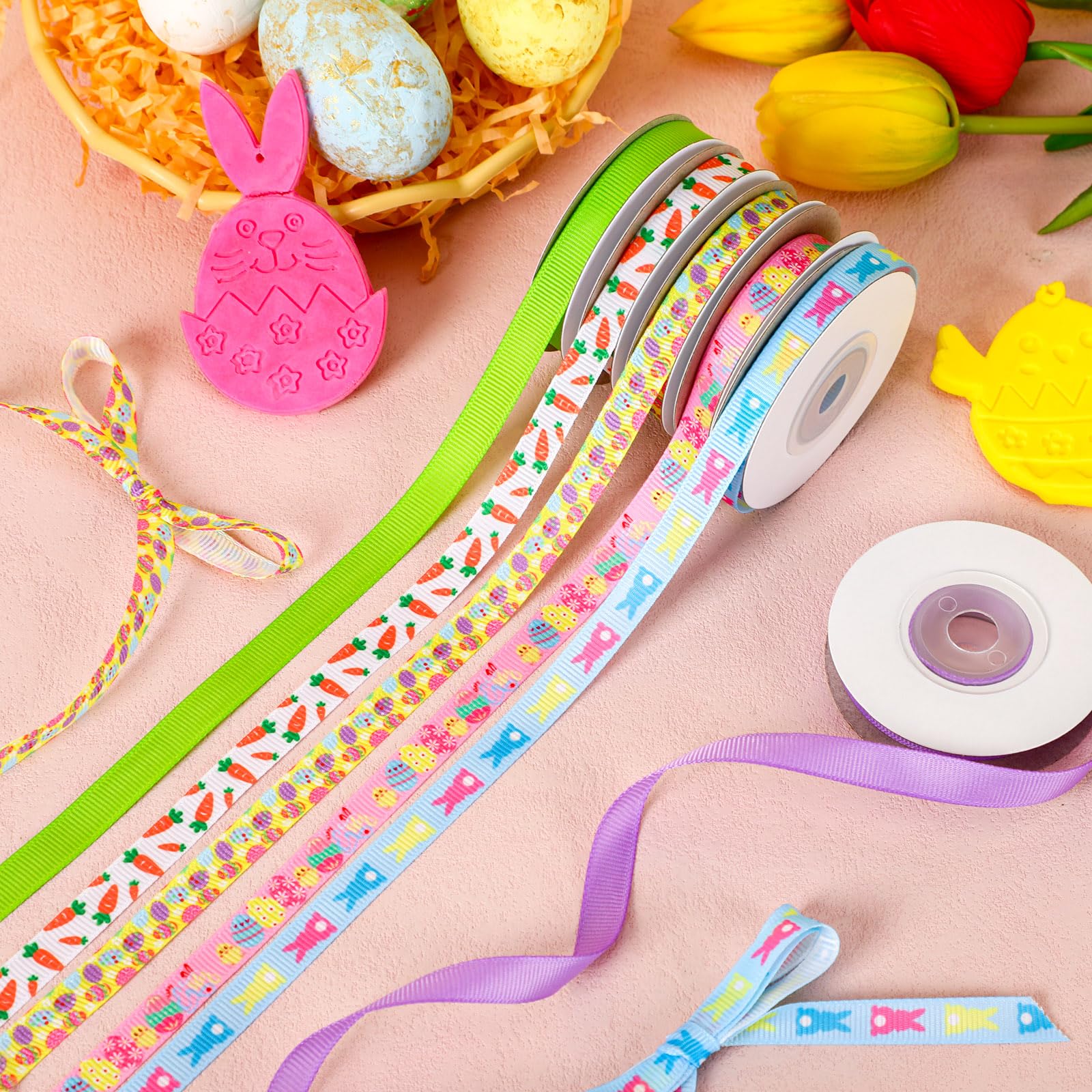 Snapklik.com : Easter Ribbon, 6 Rolls 60 Yards Grosgrain Ribbons 10 Mm ...