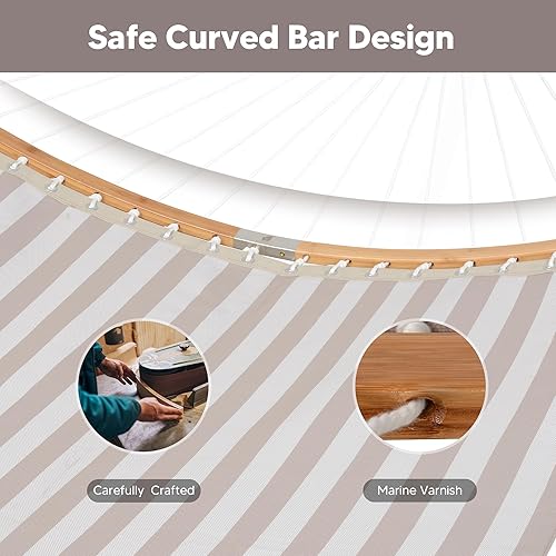 Miniatura 4 de SUNCREAT Hammocks Hamaca de secado rápido de 14 pies, tamaño doble con barra separadora, hamaca para 2 personas para patio al aire libre, patio,