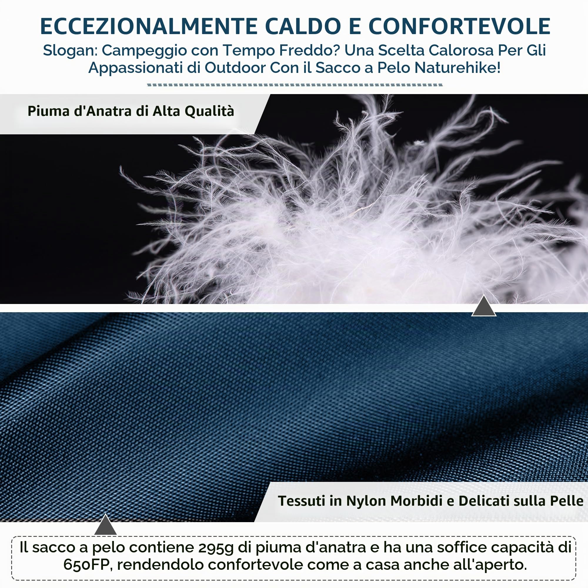 Naturehike Sacco a Pelo a Busta Ultra Leggero per Adulti, 3-4 Stagioni, Sacco a Pelo Impermeabile per Campeggio, Escursionismo, Alpinismo, Interno, Zaino, Esterno, Piumino d'Anatra