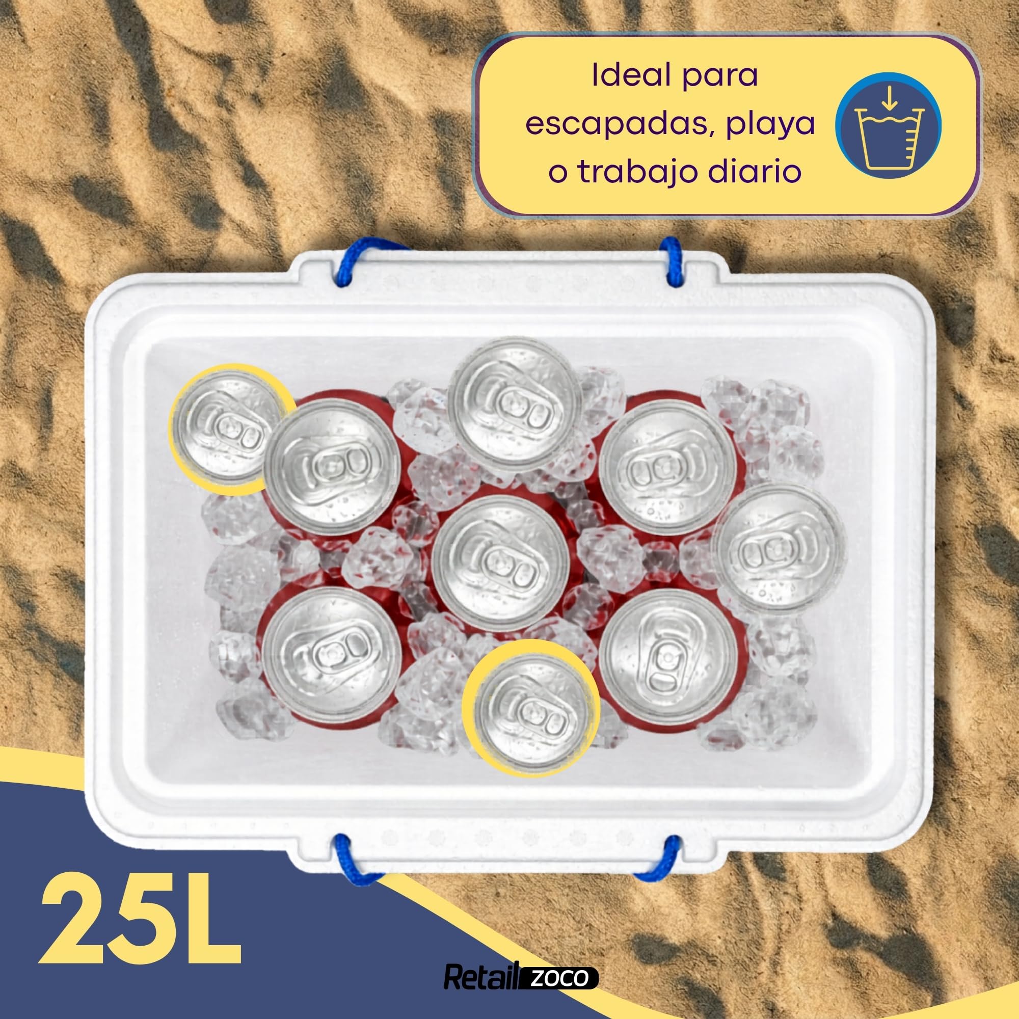 Neveras de Acampada, Nevera de Poliestireno, Nevera Porta alimento con cordón, Ideales para Salidas al Campo, a la Playa, a Fiestas o al Trabajo