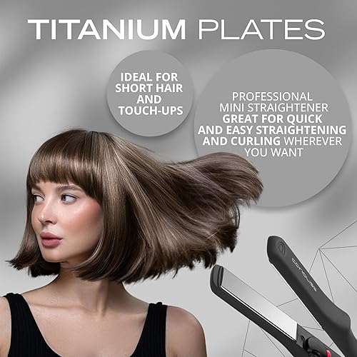 Miniatura 3 de CORIOLISS C Trip Mini  Alisadores de cabello para mujer  Titanio  Plancha plana  Profesional con control de temperatura (negro suave al tacto)