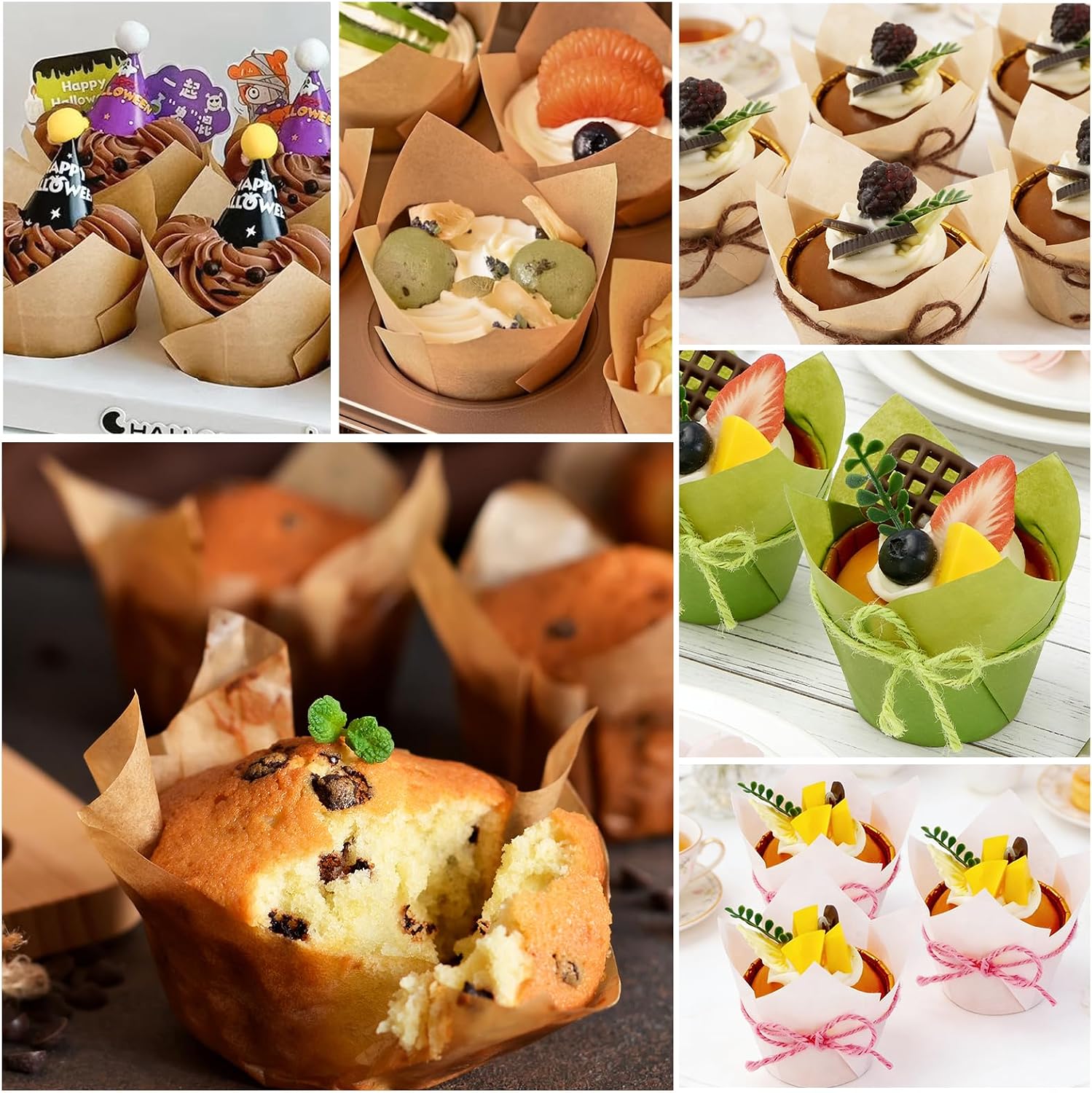 JEPELUS 150Pcs Tulip Cupcake Liners for Baking, Paper Muffin Liners