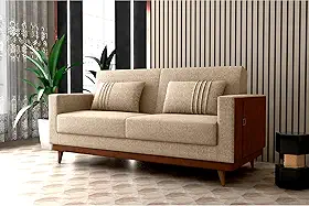 Sofa Cama Aconchegante Esther 3 Lugares (Bege/Cacau)