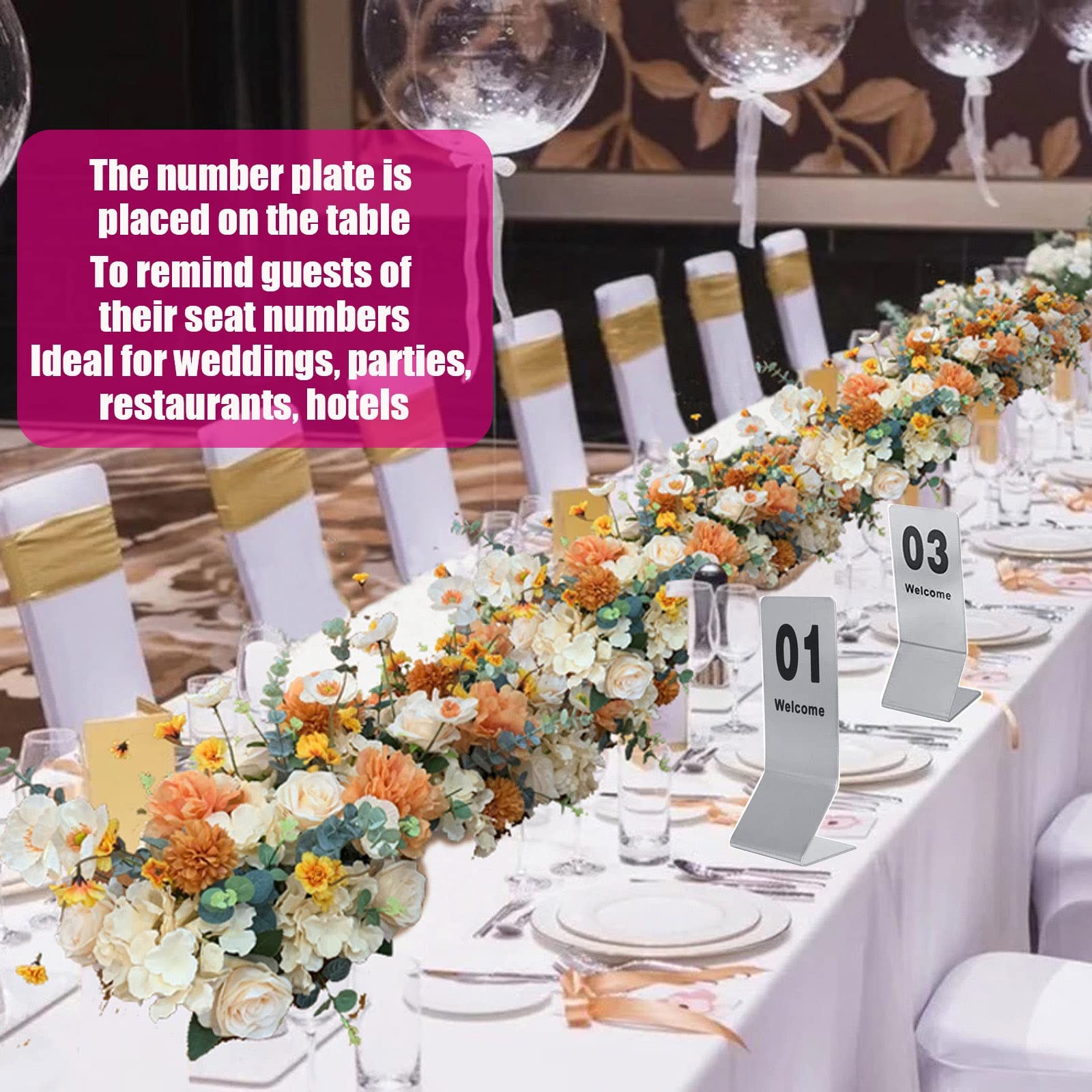 Tarjeta de Asiento de señal Digital Número 1-25/50, Ciclo de números de Mesa Utilizado, Carteles de Mesa de Acero Inoxidable, para Eventos de Fiesta en Interiores o Exteriores util