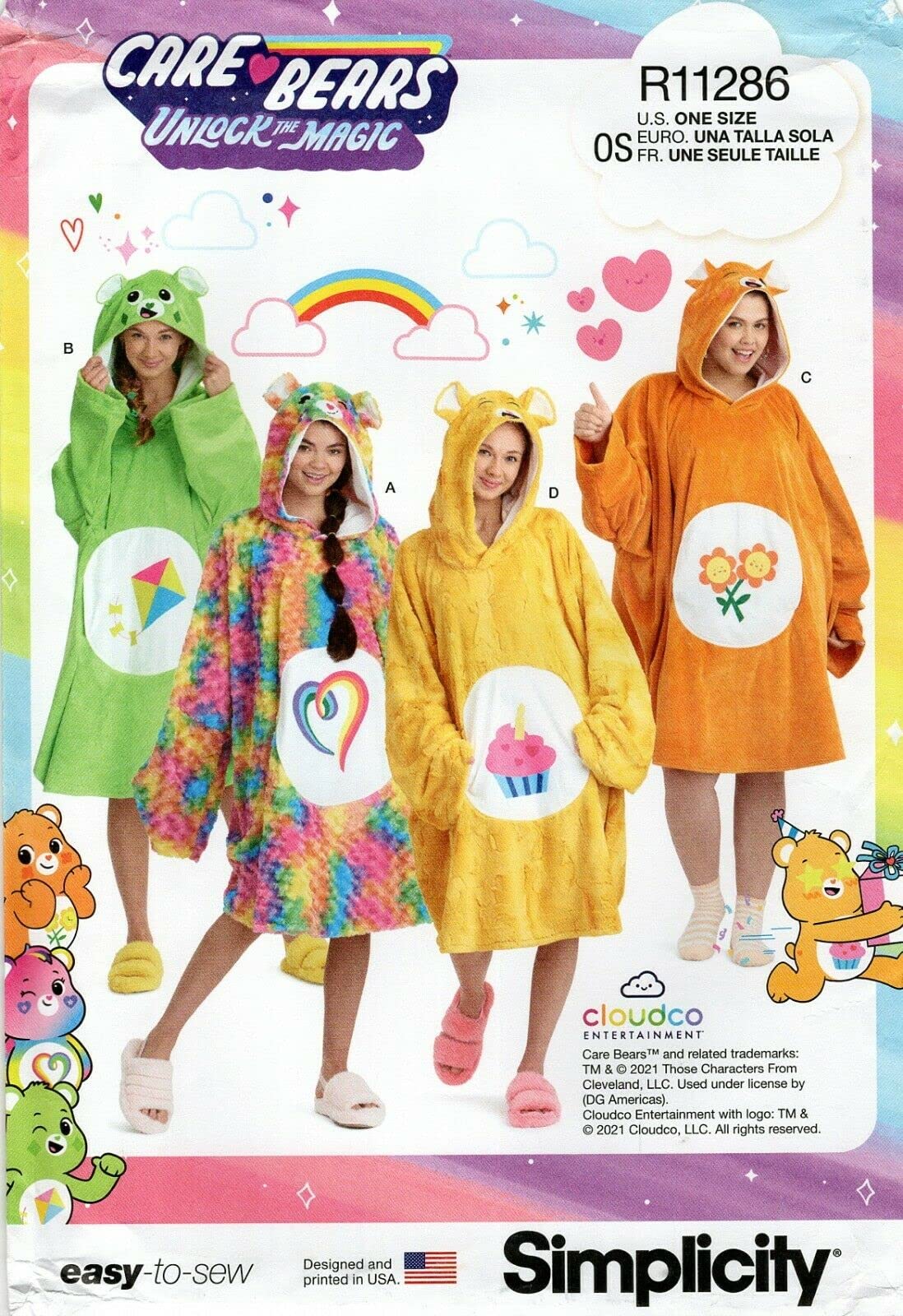 Couverture capuche Care Bears Simplicity R11286 patron couture facile taille unique