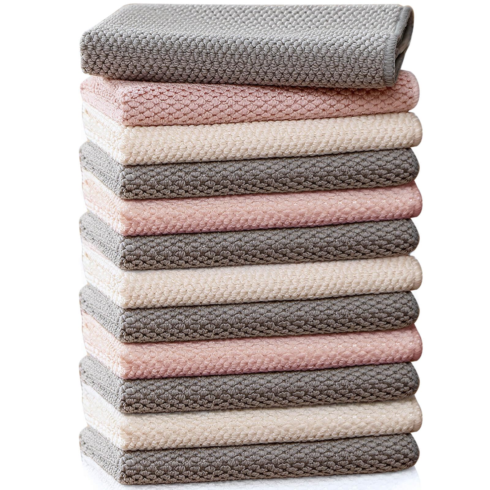 EubooTree Barista Towels 8 Pack, Microfiber Coffee Cleaning Cloths for Espresso Machines, Steam Wands & Countertops – Essential Coffee Bar Accessories, 12”x12”, Grey