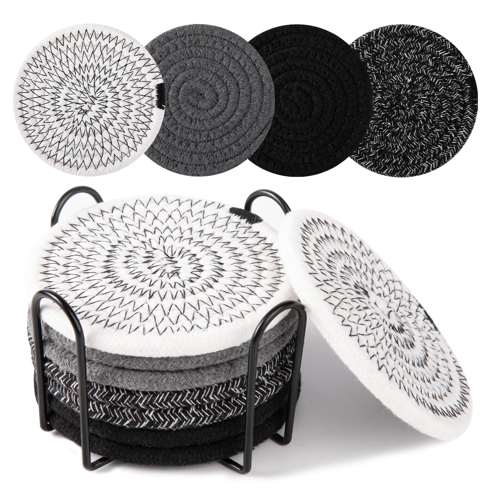 Yellow Cotton Coasters with Holder - Protect Your Table! -14 Yellow Cotton Coasters with Holder - Protect Your Table! -14