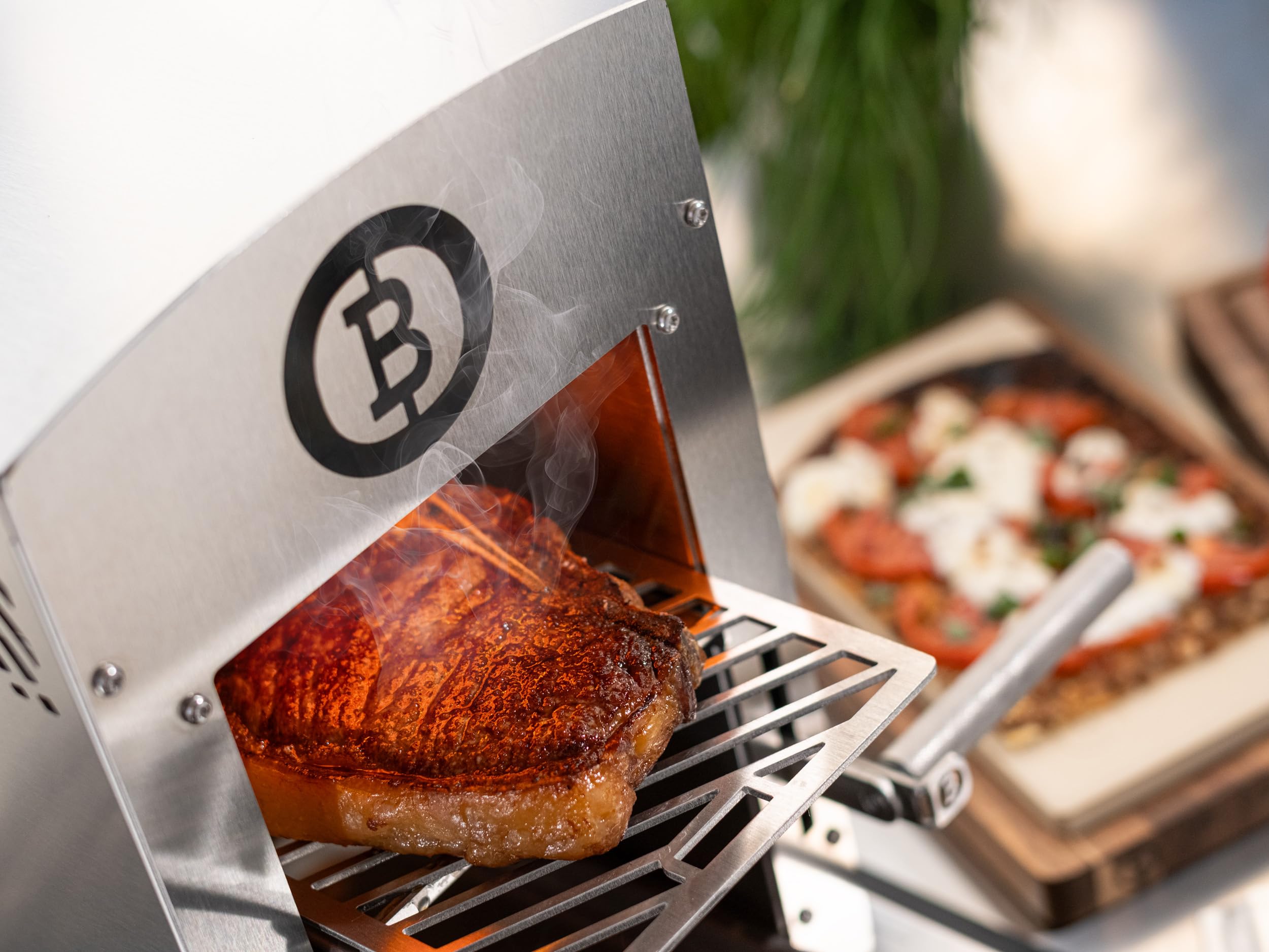 Beefer Pro II – Original Oberhitzegrill | 800 °C Keramikbrenner | Neue Brenner-Generation | Einhand-Höhenverstellung | System 800° | Edelstahl | EN16129 | 2,6 kW | 240 × 560 mm