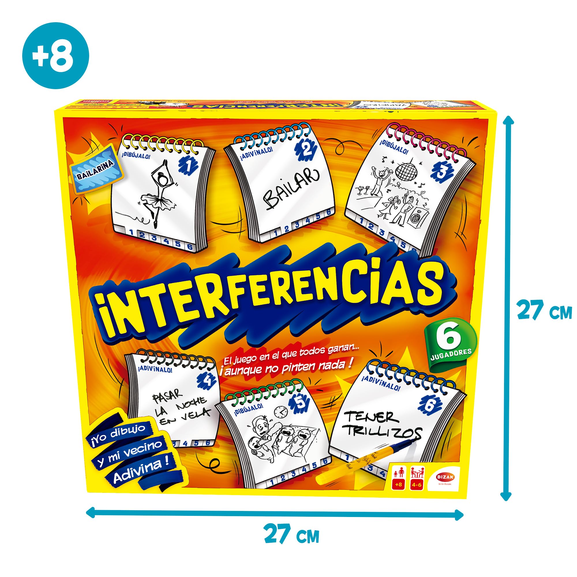 Bizak - Interferencias Juego de Mesa a Partir de 8 Años, Divertido y Rápido Juego de Dibujo de 4 a 6 Jugadores, Dibuja y Adivina los Conceptos Dibujados (64554499)