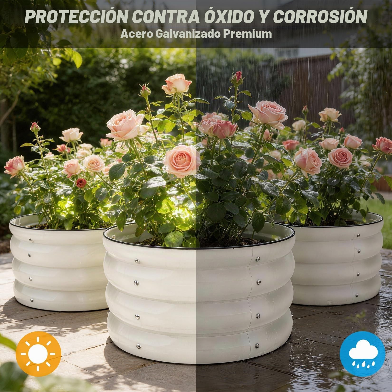 Shall Kit de 3 Piezas (61 cm x 28,8 cm) para Jardinera elevada Redonda, Ideal para Exteriores con Bordes de Seguridad, fácil de Montar y Apta para Flores y Frutas.