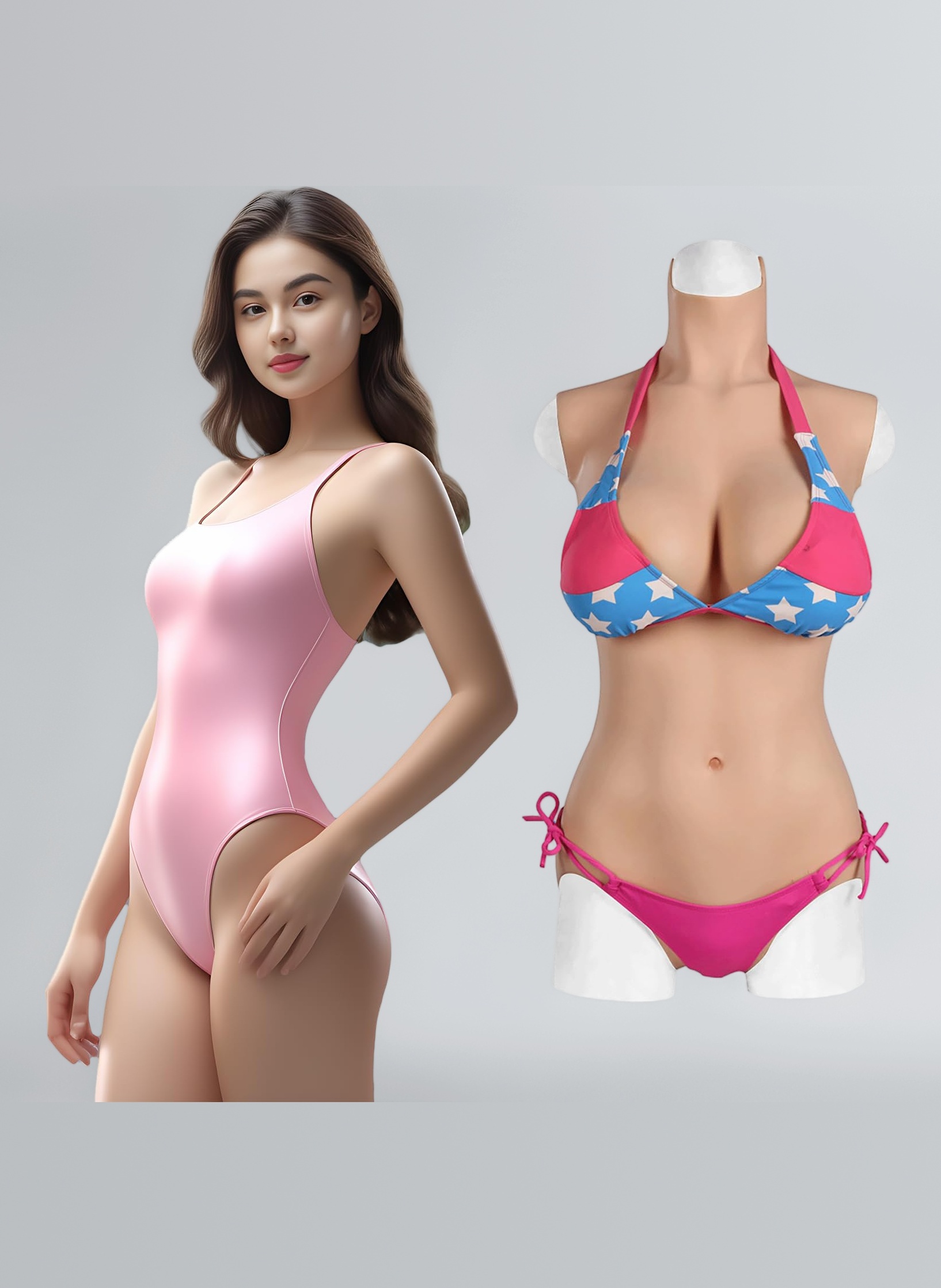 QIAOYIQIAO 3th Genertation Silicone Bodysuit E Cup Realistic Breastplate Crossdressing Apparel Male to Female Crossdresser