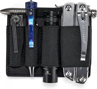 VIPERADE PL7 EDC Elastic Organiser Patch with Velcro Side EDC Leather Holder for Pen Torch EDC Gears for Your Daily Carry Bag
