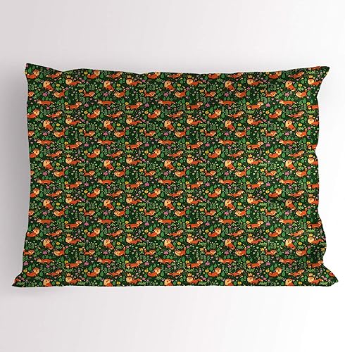 Miniatura 21 de Ambesonne Synthwave - Juego de 2 fundas de almohada, ilustración abstracta de los años 80 con palmeras y cuadros de puesta de sol, artículo de