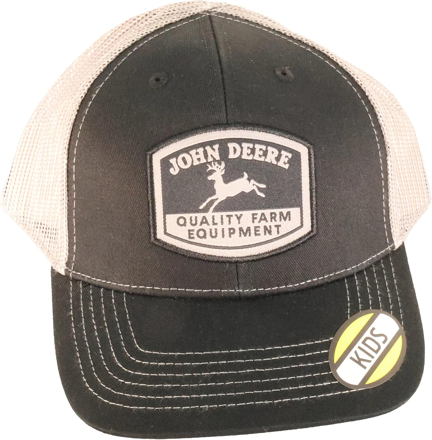 John Deere Youth Black and Charcoal Baseball Cap Hat with Vintage Logo