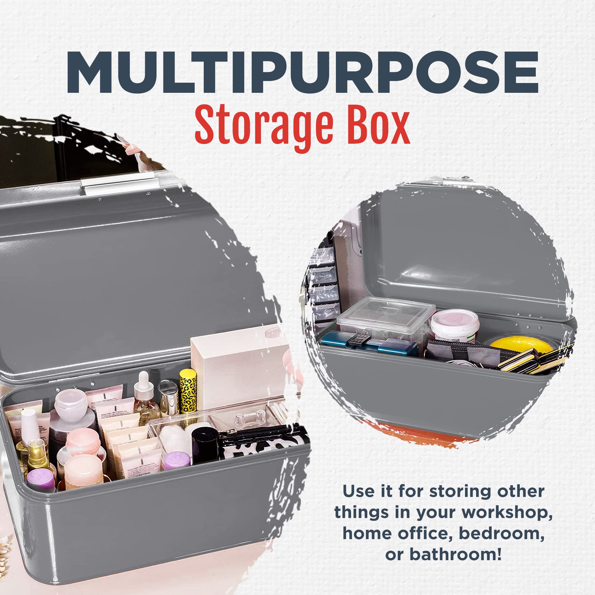 Culinary Couture Extra Large Dark Gray Bread Box for Kitchen Countertop - Holds 2 Bread Loaves! - 16.5" x 9" x 6.5" - Stainless Steel Vintage Bread Boxes for Kitchen Counters - Bonus Recipe EBook