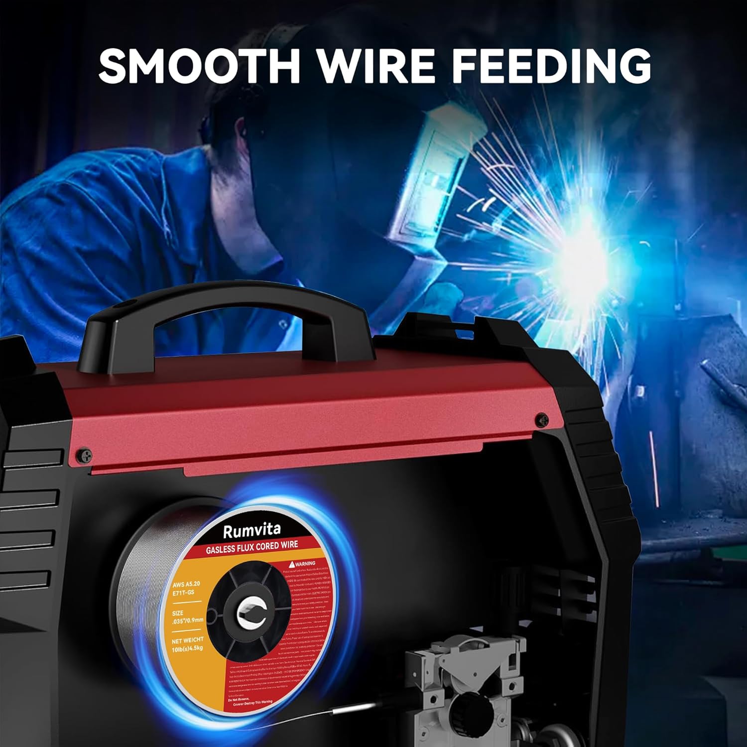 Flux Core Welding Wire .035, E71T-GS 035" -Diameter Flux Core Mig Wire,10-Pound Strong ABS Plastic Spool with Low Splatter Welding Wire 2PCS