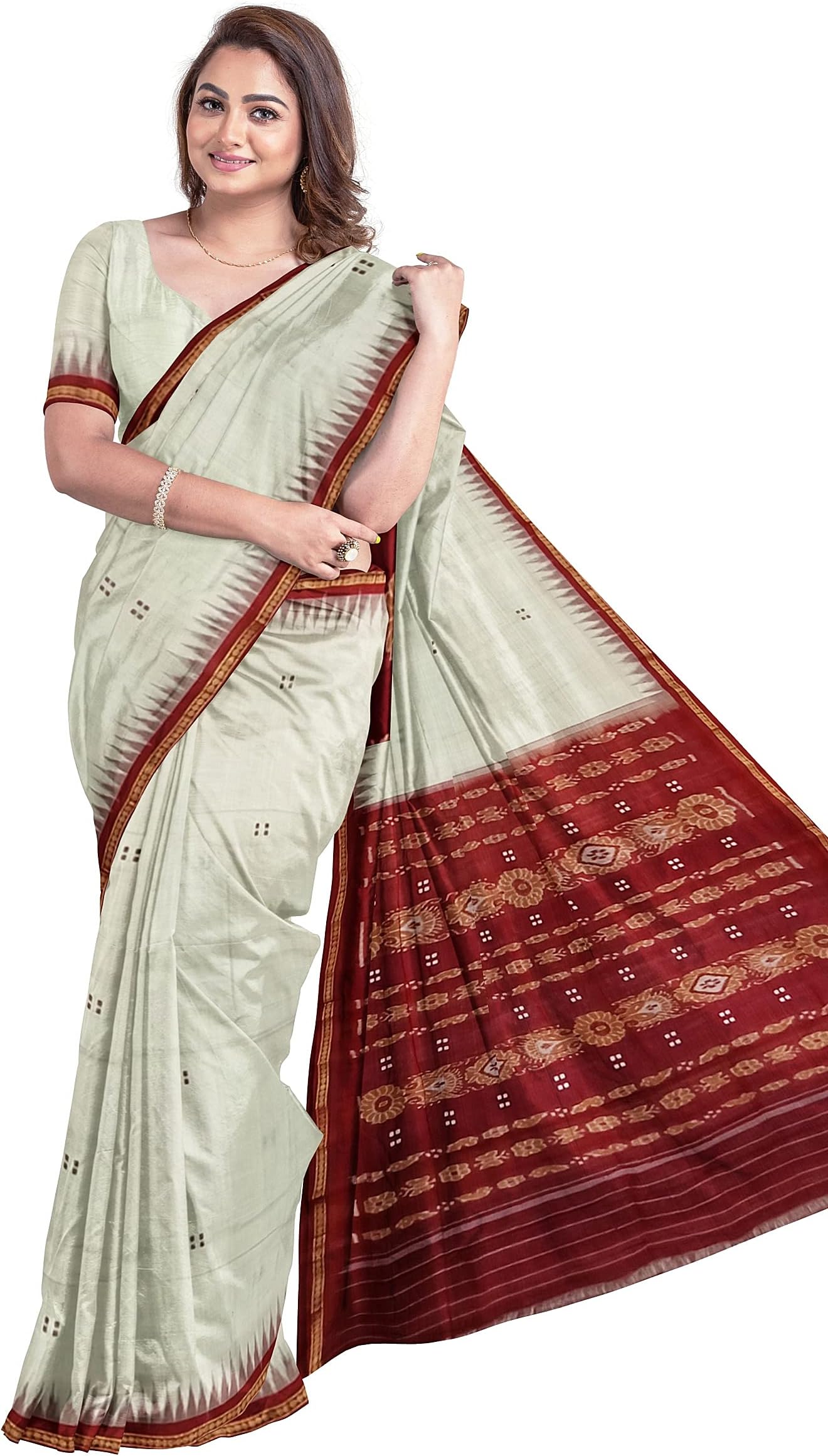 BHSWomen's Sambalpuri Pure Cotton Bomkai Saree Without Blouse Piece (Nuapatanapata_Multicolour)