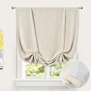 DriftAway Double Layer Linen Blackout Tie Up Curtains Thermal Insulated ...