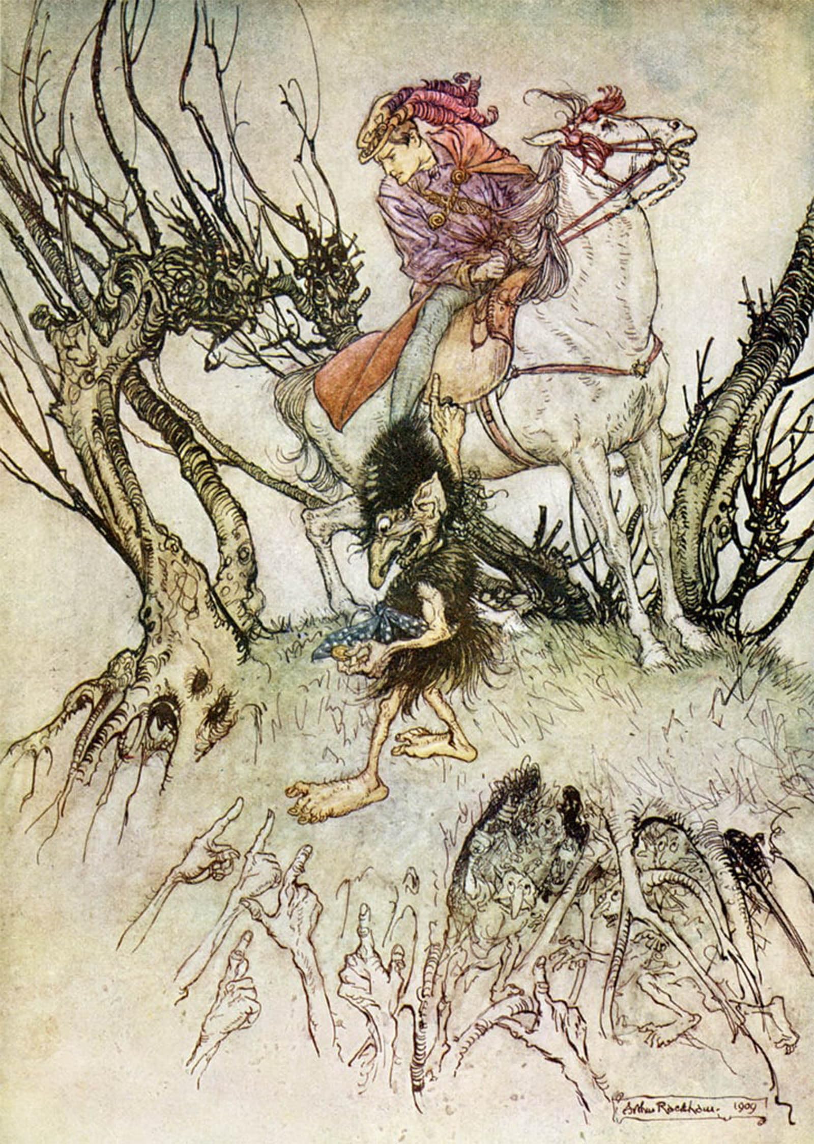 SERENDIPITP Vintage Picture Print on Canvas Wall Art Poster Undine by Arthur Rackham Artwork Print Poster for Wall Decor 60x90cm