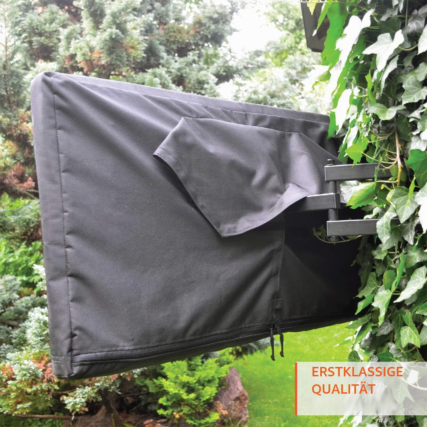 Outdoor-TV-Abdeckung 80-85 Zoll – mit Reißverschluss, wetterfest, wasserdicht, 360-Grad-Schutz, weiche, kratzfeste Innenseite, Schwarz