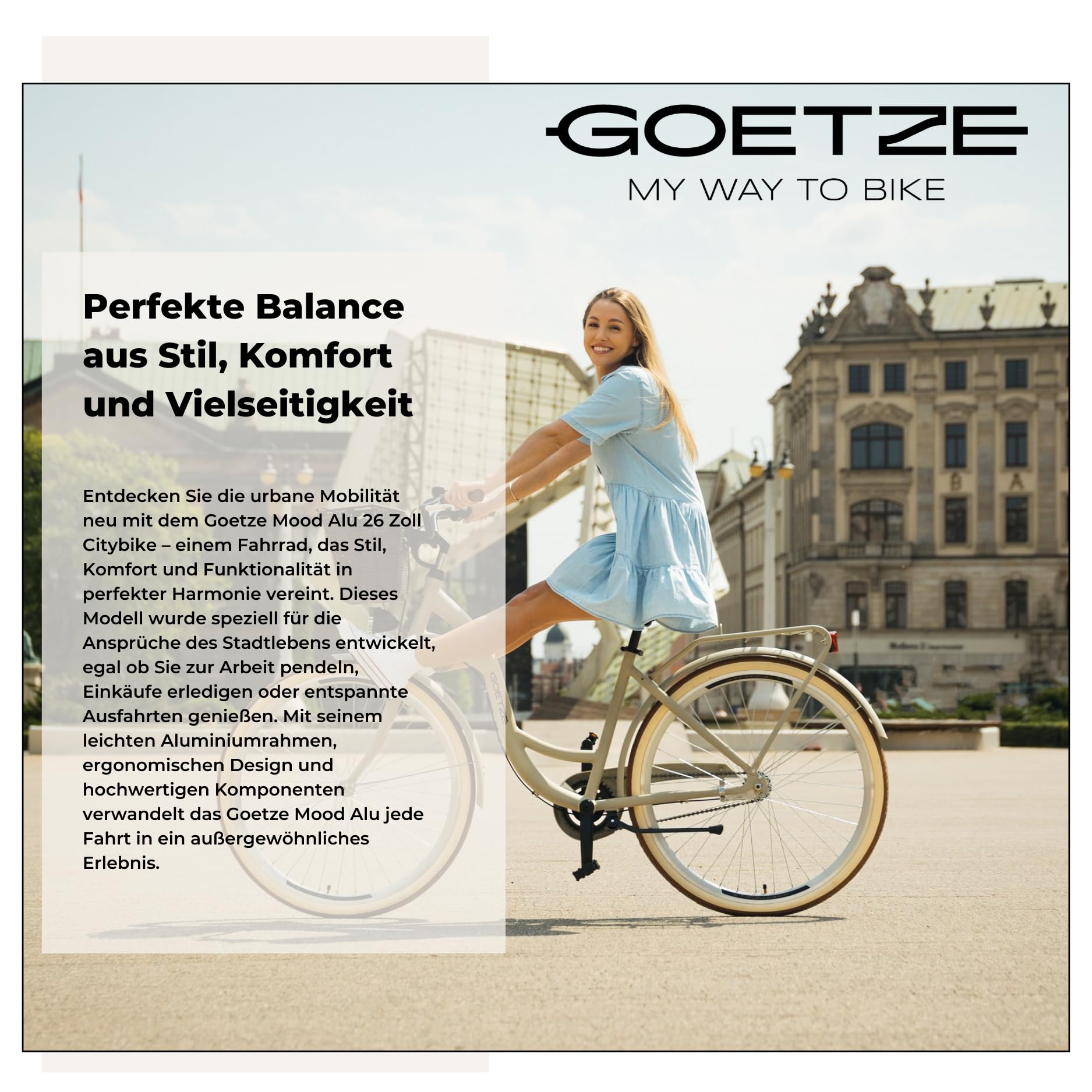 Goetze Mood 26 Zoll Jugendfahrrad, 17 Zoll Tiefeinsteiger Aluminiumrahmen, 6-Gang Kettenschaltung, doppelte V-Bremsen, LED-Beleuchtung, Rattankorb, Komfortsattel, mit Seitenständer & Klingel