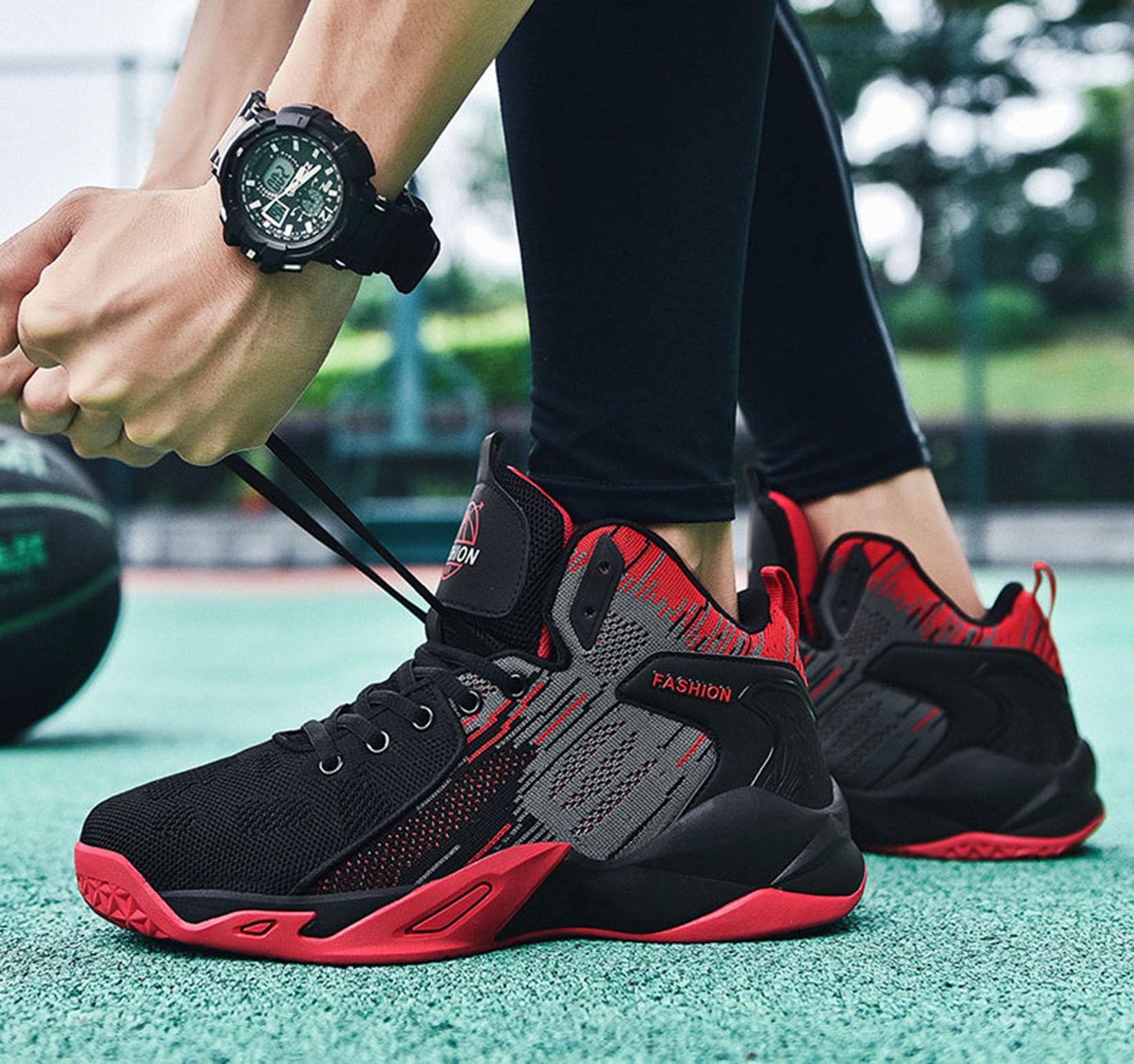 Buty do koszykówki męskie buty do koszykówki latające tkane oddychające lekkie buty sportowe buty treningowe (44 EU, Q3)