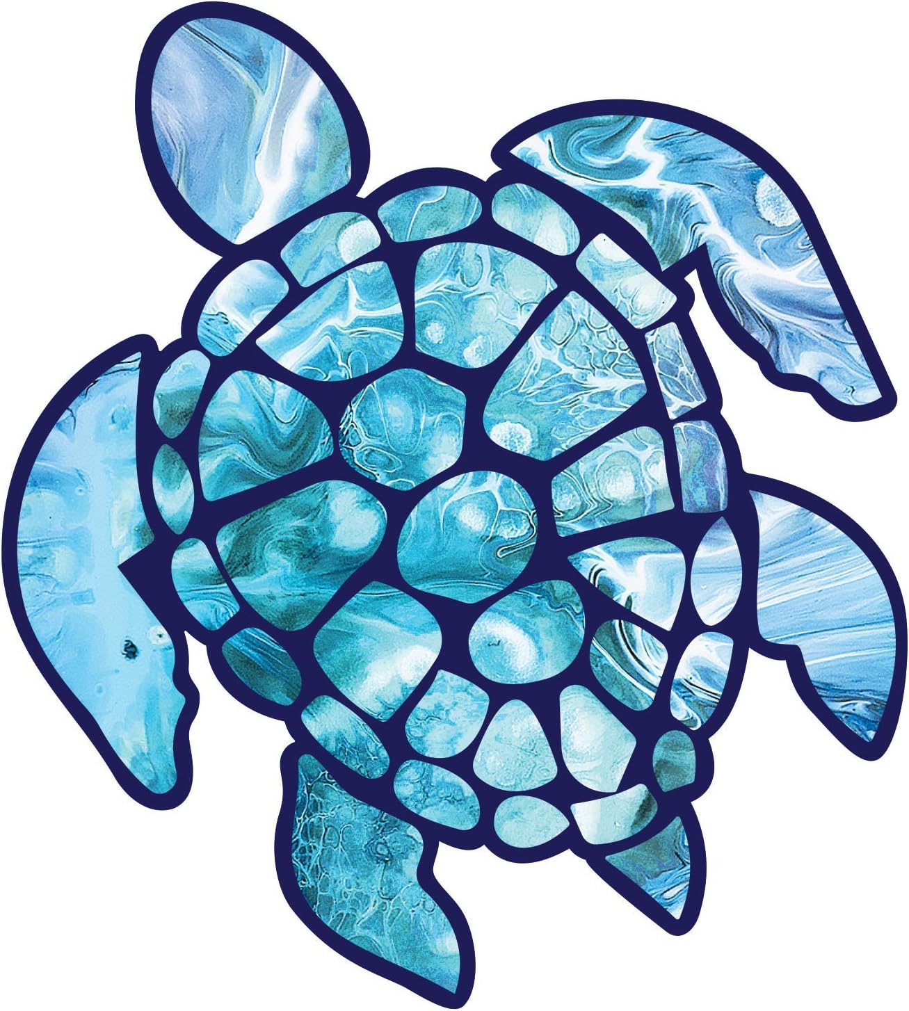 (Pk of 2) Premium Sea Turtle Sticker for Beach SUV Cars Trucks Surf Boards Coolers Tumblers (Cyan)