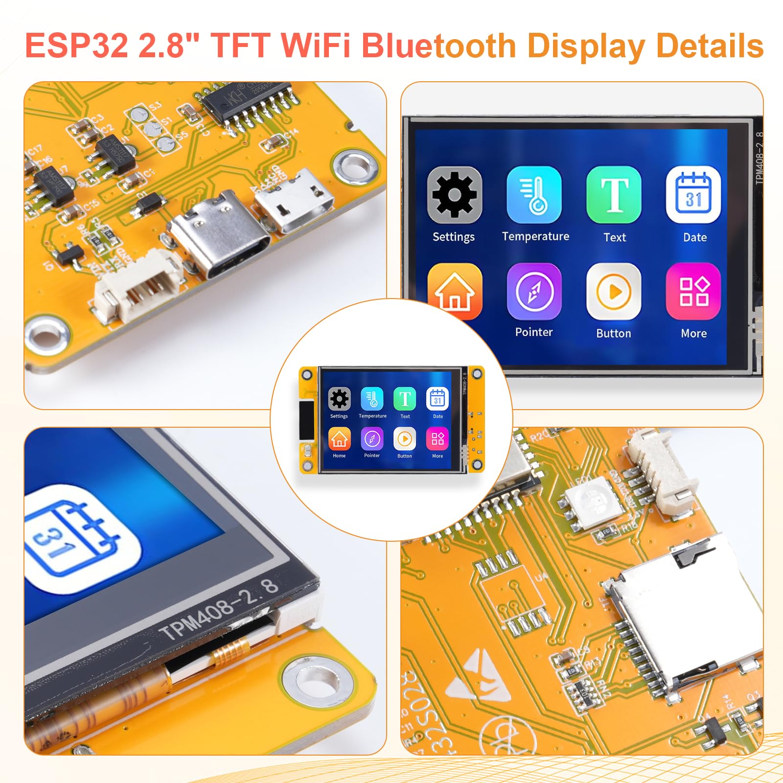 2 display Bluetooth ESP32 TFT WiFi, 2,8 pollici, 240 x 320 ESP32, modulo TFT touch screen ESP32, compatibile con Arduino