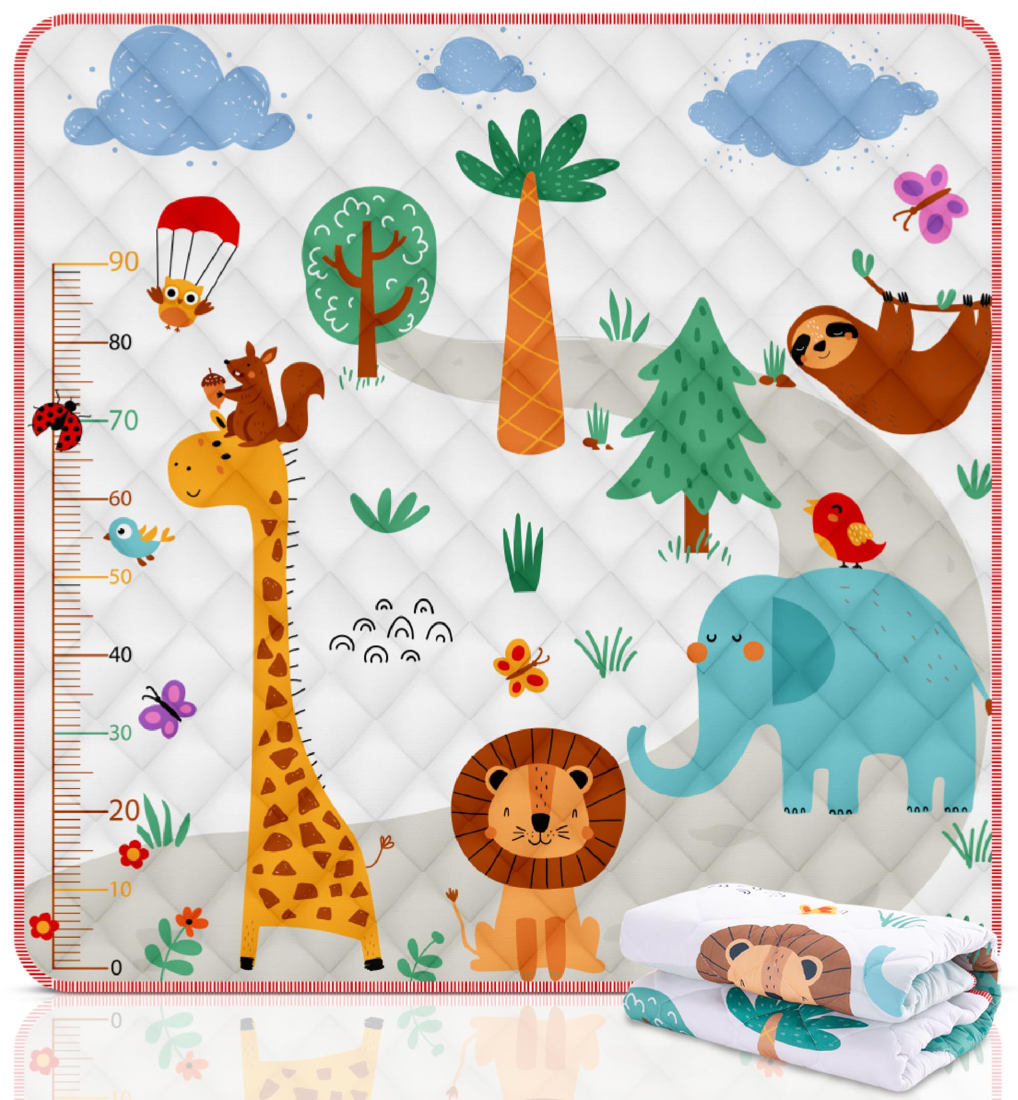 Mocosetes Alfombra Bebe Acolchada Plegable 127x127cm – Alfombra Juegos Bebes Acolchada - Suelo Bebes Acolchado lavable - Manta de juegos bebe grande - Tapete de Actividades Bebe Suave