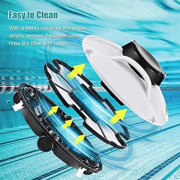 Swimming Pool Cleaner Robot, Cordless Pool Cleaner, Pool Vacuum Cleaner for Above Ground Pool & Inground Swimming Pool, 120 Mins Runtime