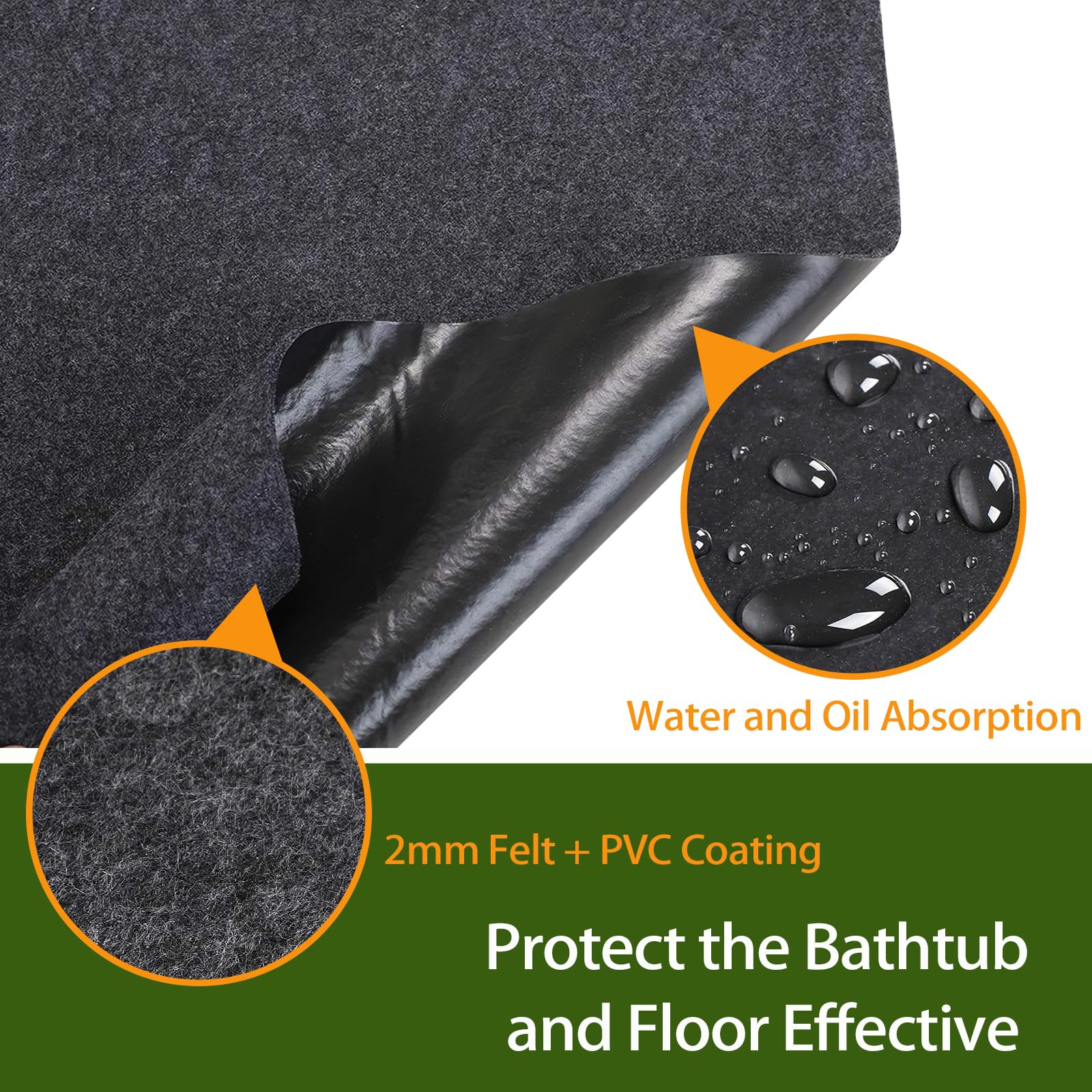 Tapis de Sol pour Piscine et Bains à Remous Extérieurs, 2m Rond épaissie avec Film PVC Tapis de Sol Piscine, Tapis de Protection Sol et Bâtiment, Feutre Absorbant l'eau, Accessoires de Piscine de Spa