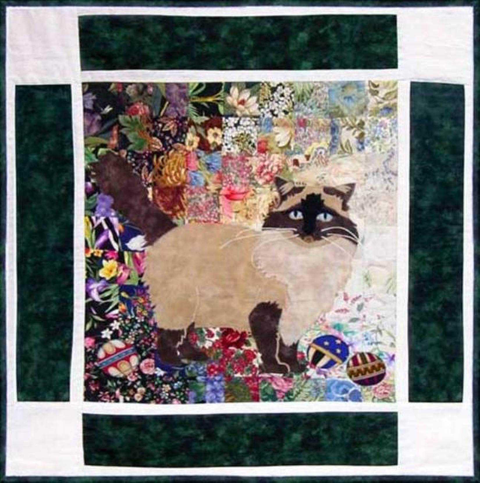 Watercolor Quilt Kit - Rachel's Cat Garden - Block 4 - Rocky Ragdoll Cat - KIT ONLY!