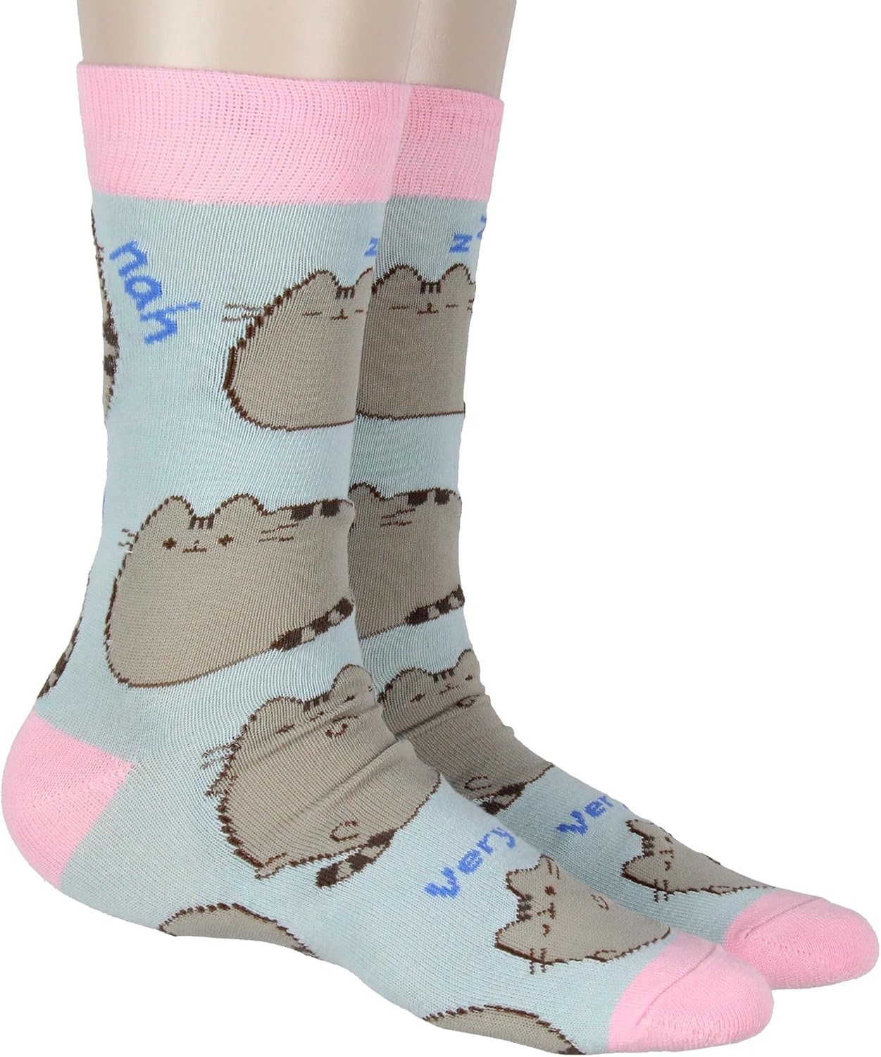Culture Fly Pusheen The Cat Nah Lazy Adult 2-Pack Crew Socks OSFM - Image 3
