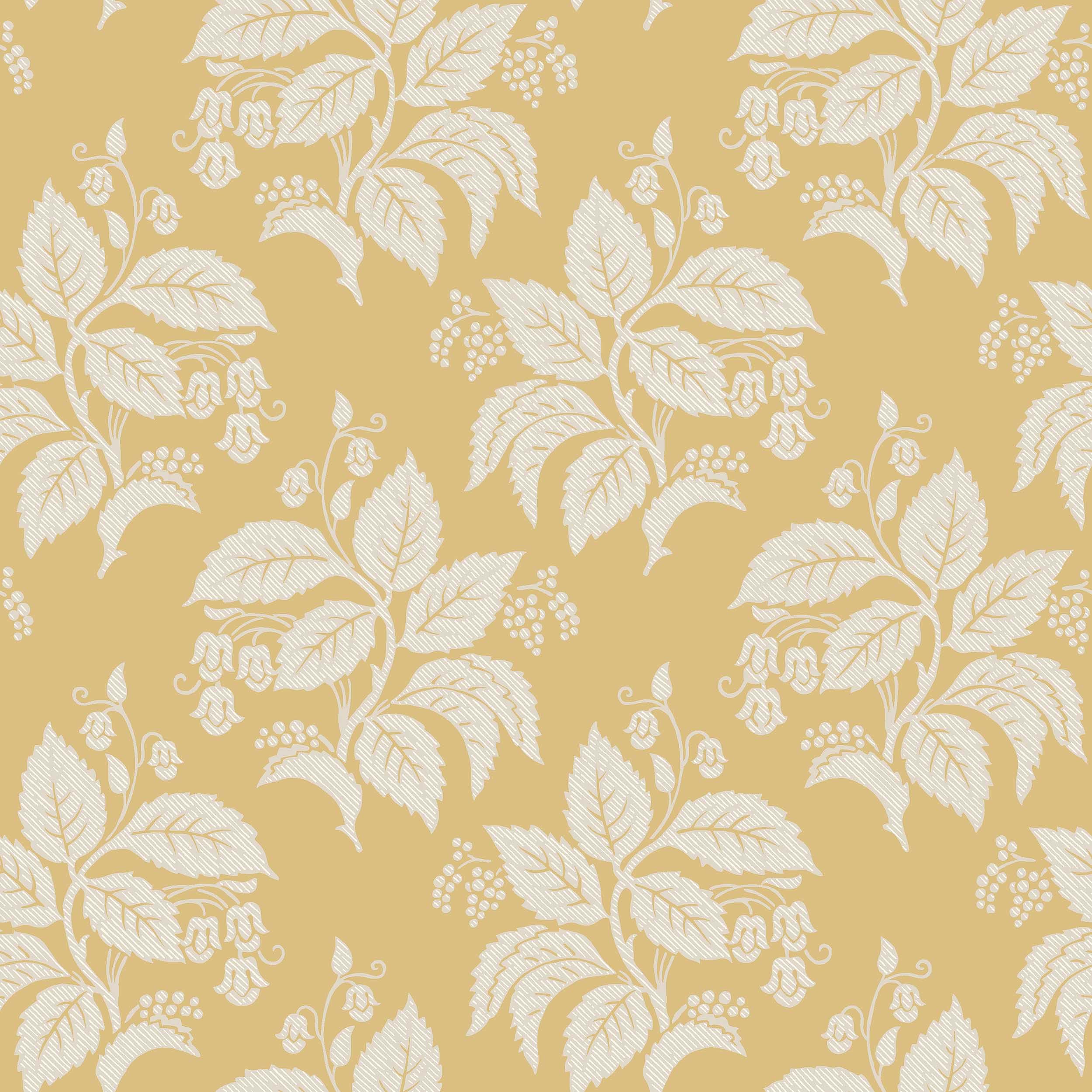 Papier Peint Botanique Jaune Floral Classique Intissé Salon Chambre Tengbergska 10m