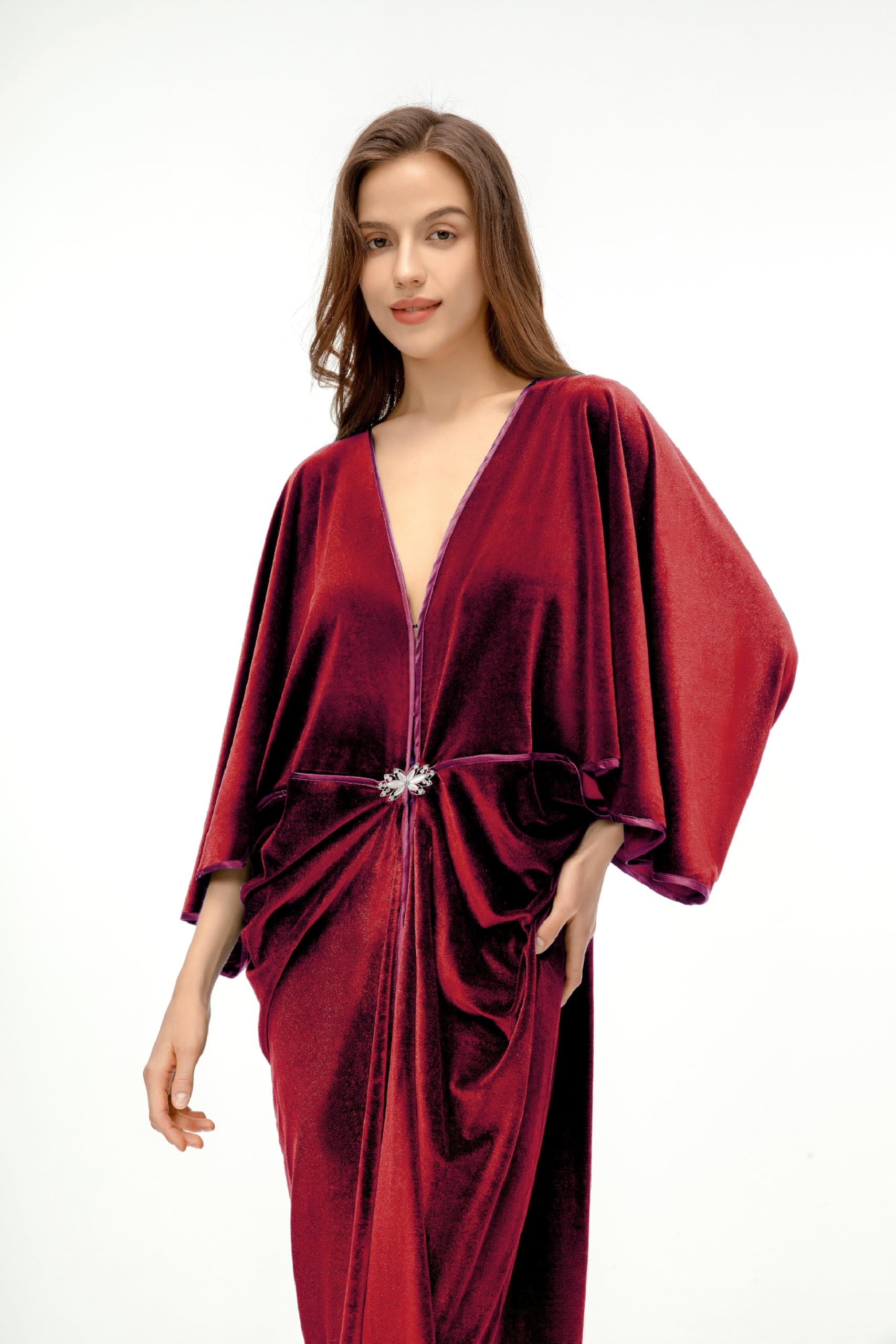 BABEYOND Robe cocon en velours des années 1920 – Style Hollywood – Tenue de fête Gatsby le Magnifique pour femme – Manches chauve-souris Art déco