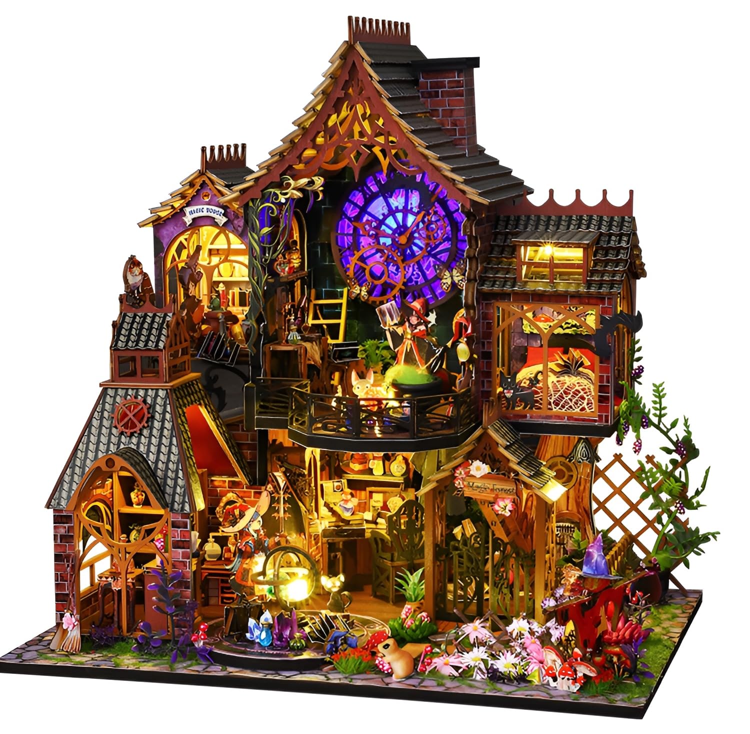 Generic DIY Miniature House kit,with Dust Cover and LED Lights,3D Wooden Puzzle DIY Dollhouse kit for Adults,Wooden Dollhouse kit Miniature Models,Tiny House kit Book Nook kit 1:24 Scale Room Decor