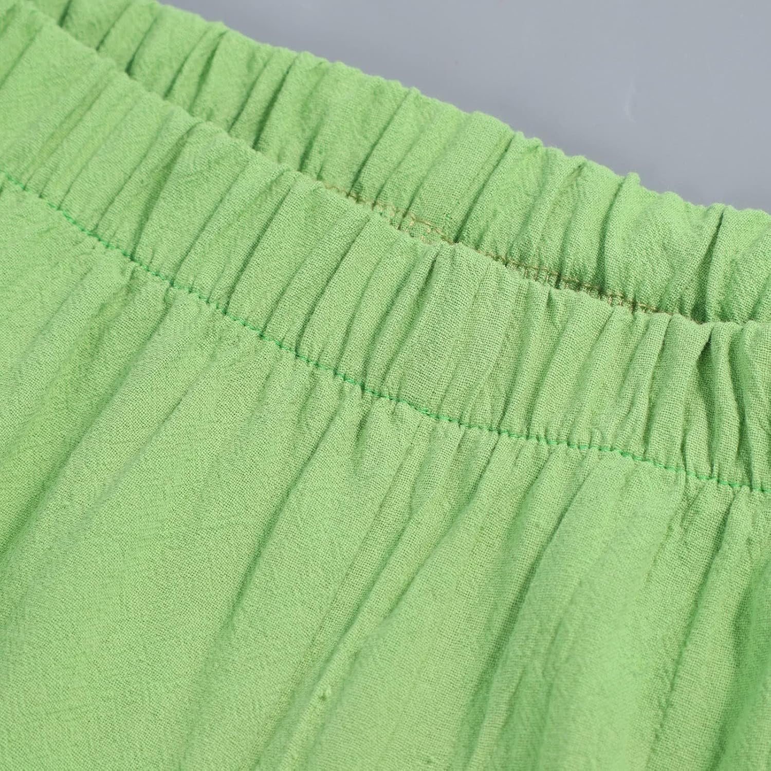 Capris Pants for Womens Cotton Linen Wide Leg Plus Size Cropped Pants Print Comfy Elastic Waist Sweatpants - Image 4