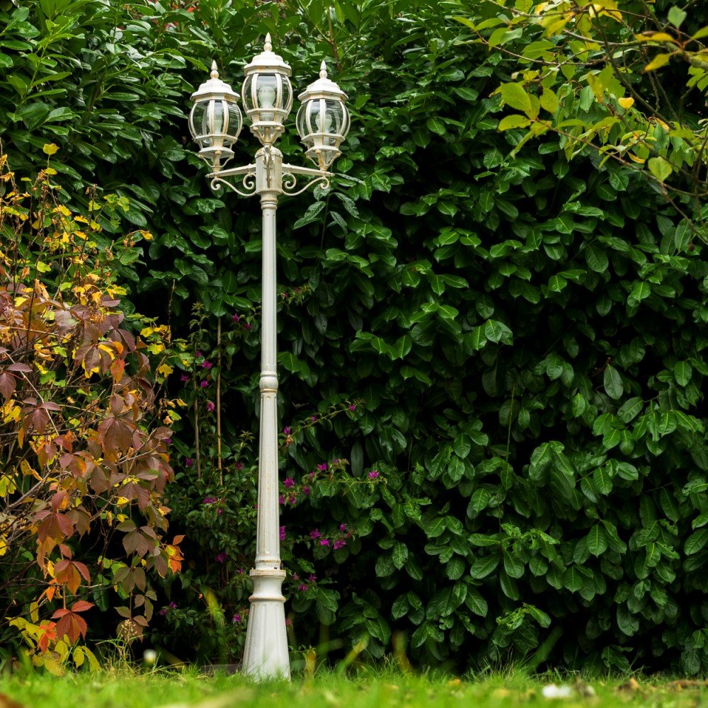 Lampione Da Giardino Lampada Da Terra Esterni Alluminio Ghisa Con 2 Luci 142220 - Foto 4