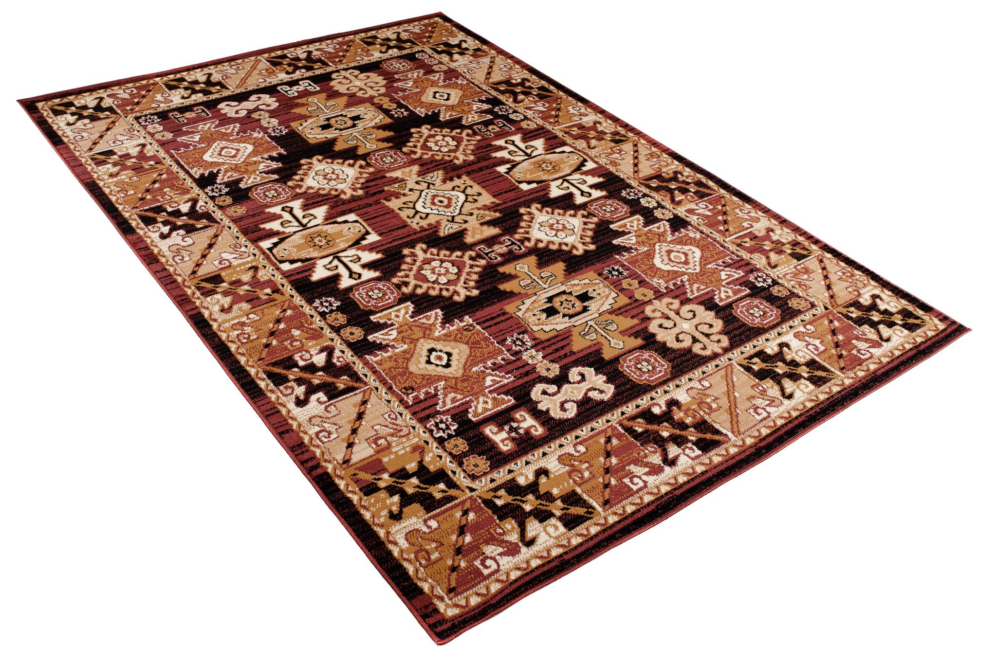 Carpeto Rugs Tappeto Orientale Salotto a Pelo Corto Marrone 140 x 200 cm Classico Persian Design