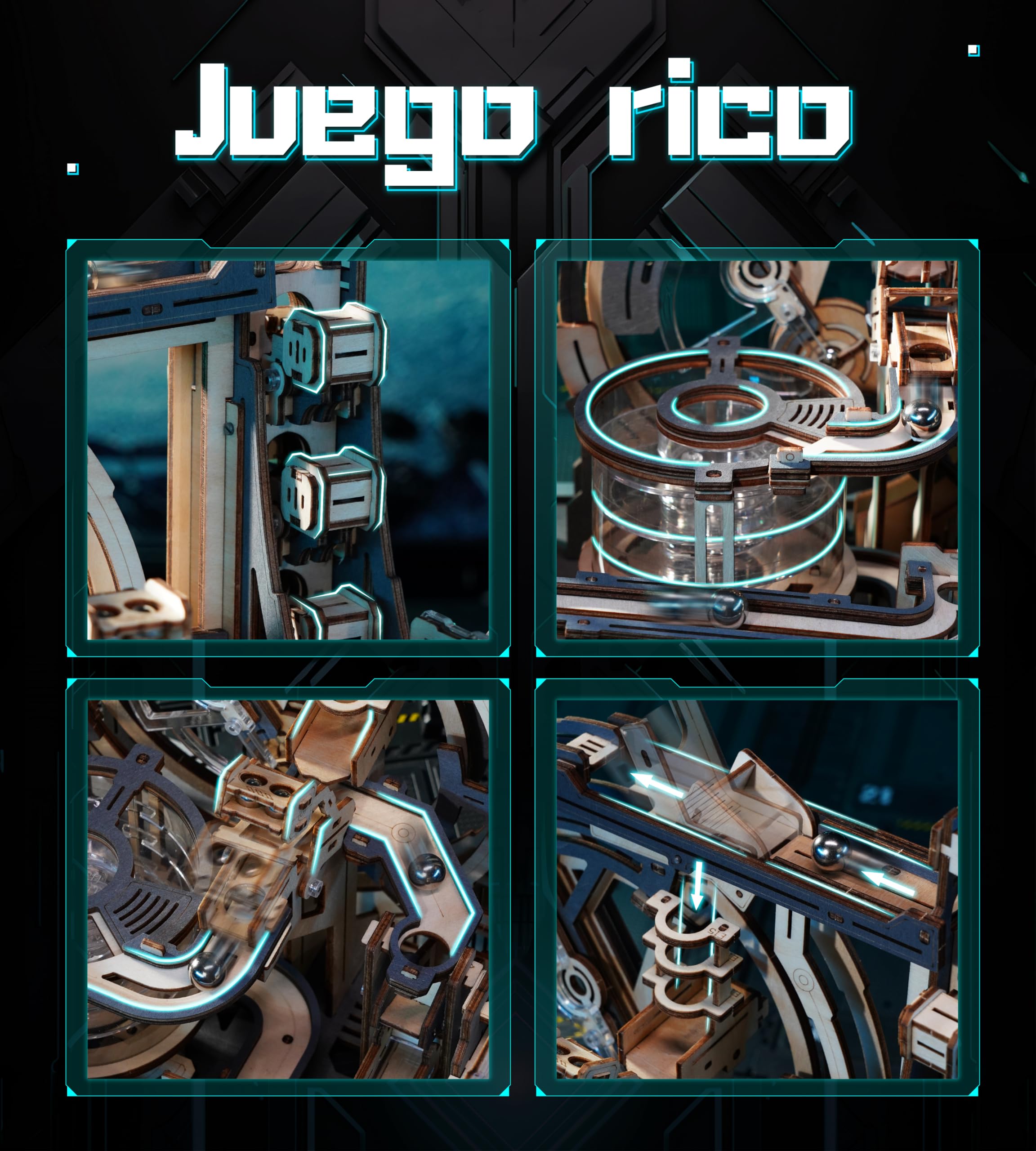 ROKR Puzzle 3D Maquetas para Montar Pista de Canicas Eléctrica Idea de Regalo para Hombres Night City 2.0