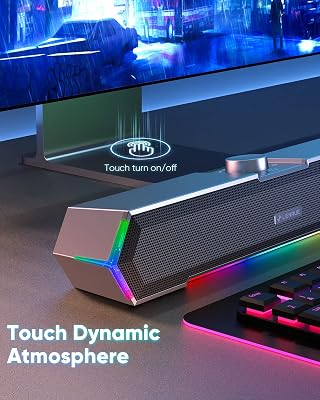 Altavoces de computadora LENRUE G11 para escritorio, luces táctiles Altavoces de PC con sonido Surge Clear, USB C / USB alimentado para computadora de escritorio PC Laptop Monitor