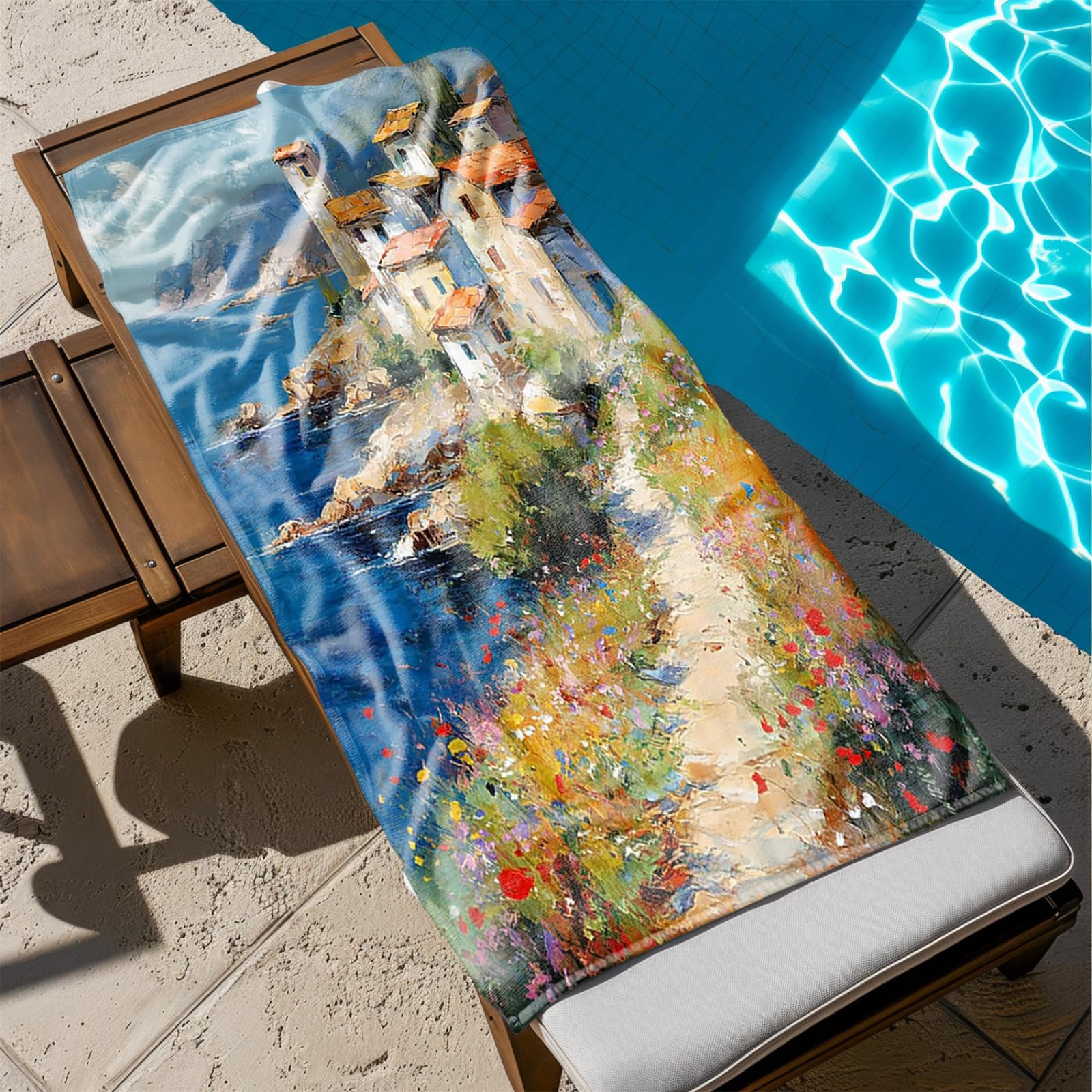 Tapis de Plage XXL Anti Sable Fleurs en Bord De Mer Serviette Piscine Adulte,Natte De Plage Pliable, Voyage Accessoires De Plage Camping,Serviette de Bain Personnalisée