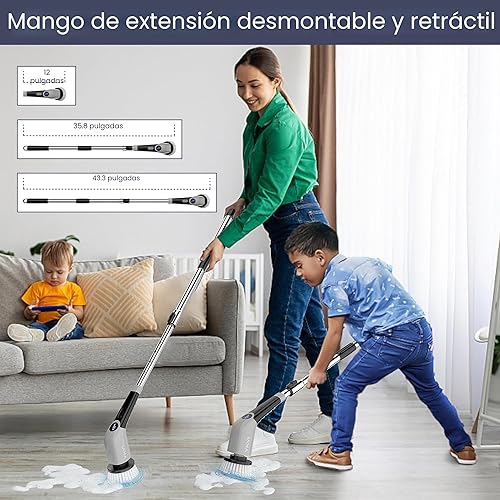 Miniatura 2 de YKYI Cepillo Eléctrico Giratorio, Cepillo de Limpieza Eléctrico Inalámbrico, Cepillo Eléctrico con 8 Cabezales de Cepillo Reemplazables, 3