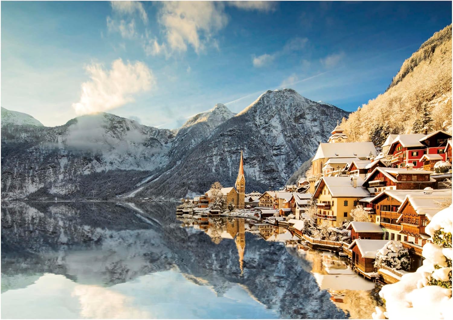 Educa - 1500 Piece Jigsaw Puzzle for Adults | Winter at Hallstatt. Includes Glue Fix Puzzle. Measures 85 x 60 cm. from 14 Years Old (20284)