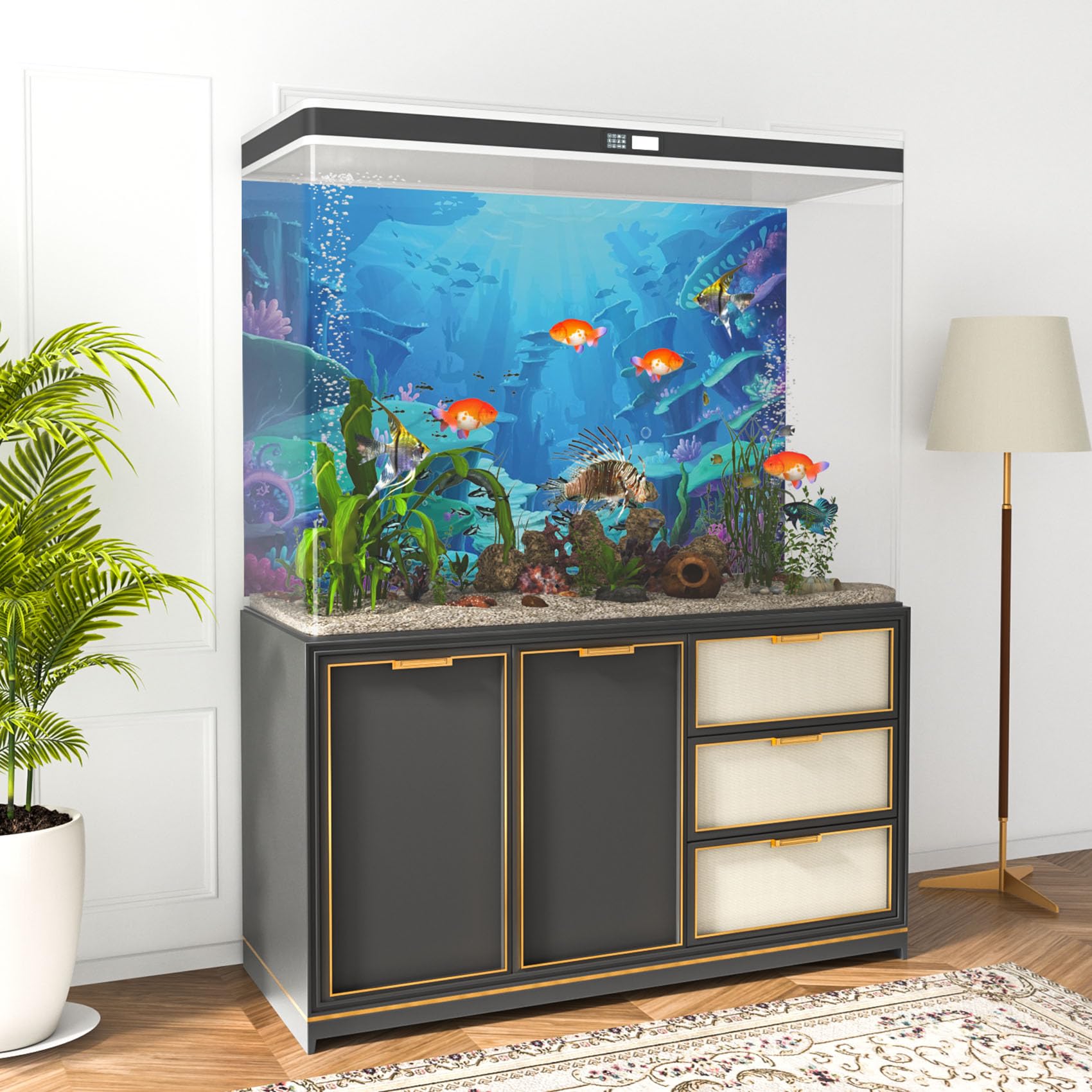 MIRRORANG 91x50cm Undersea Theme Aquarium Background Colorful Coral Underwater World Fish Tank Poster Backdrop Vinyl Background - Image 3