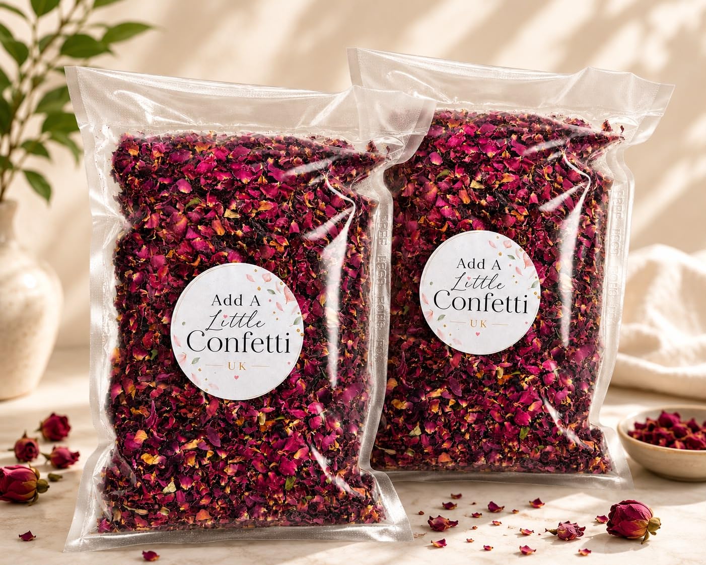 Biodegradable Natural Rose Flower Wedding Confetti | 4 Litres (50 guests) | Dried Rose Petals, 100% Natural Eco Friendly Confetti | Potpourri, Candle Making, Table Decorations